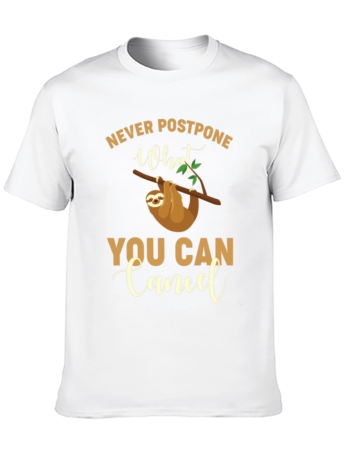 Black Funny Sloth T-Shirt - Never Postpone What You Can Cancel view 10