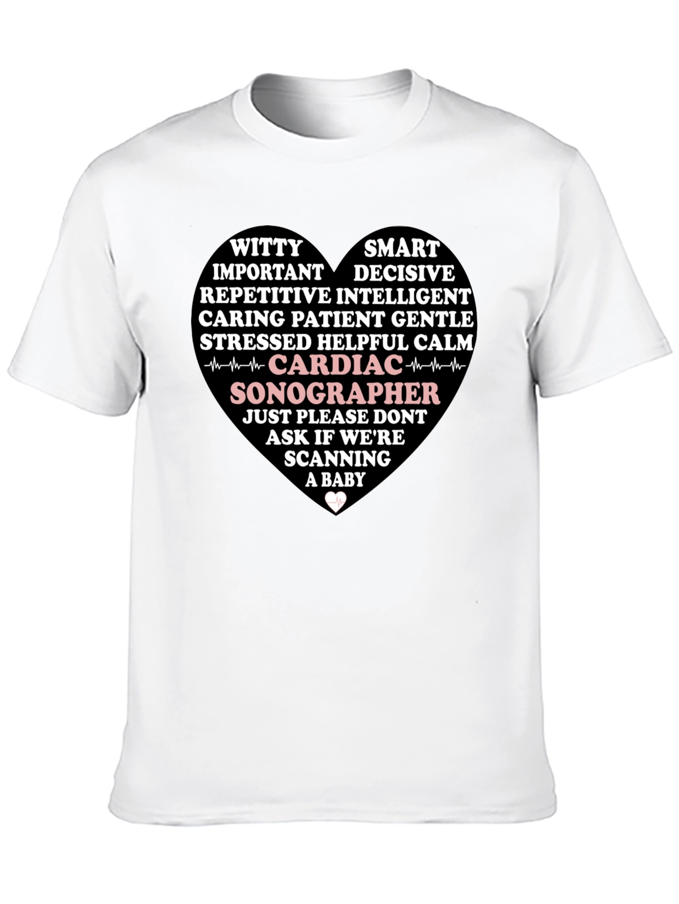 Black Cardiac Sonographer Heart T-Shirt view 10