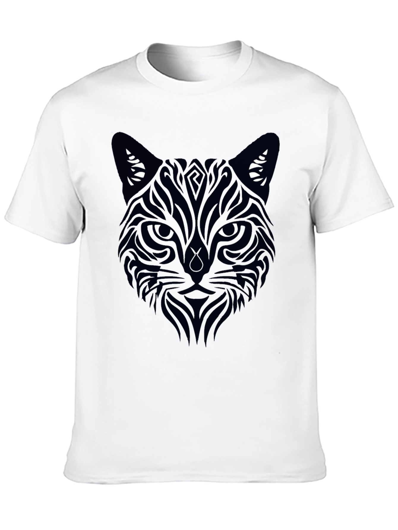Black Tribal Cat Graphic Tee - Men's Black T-Shirt view 10