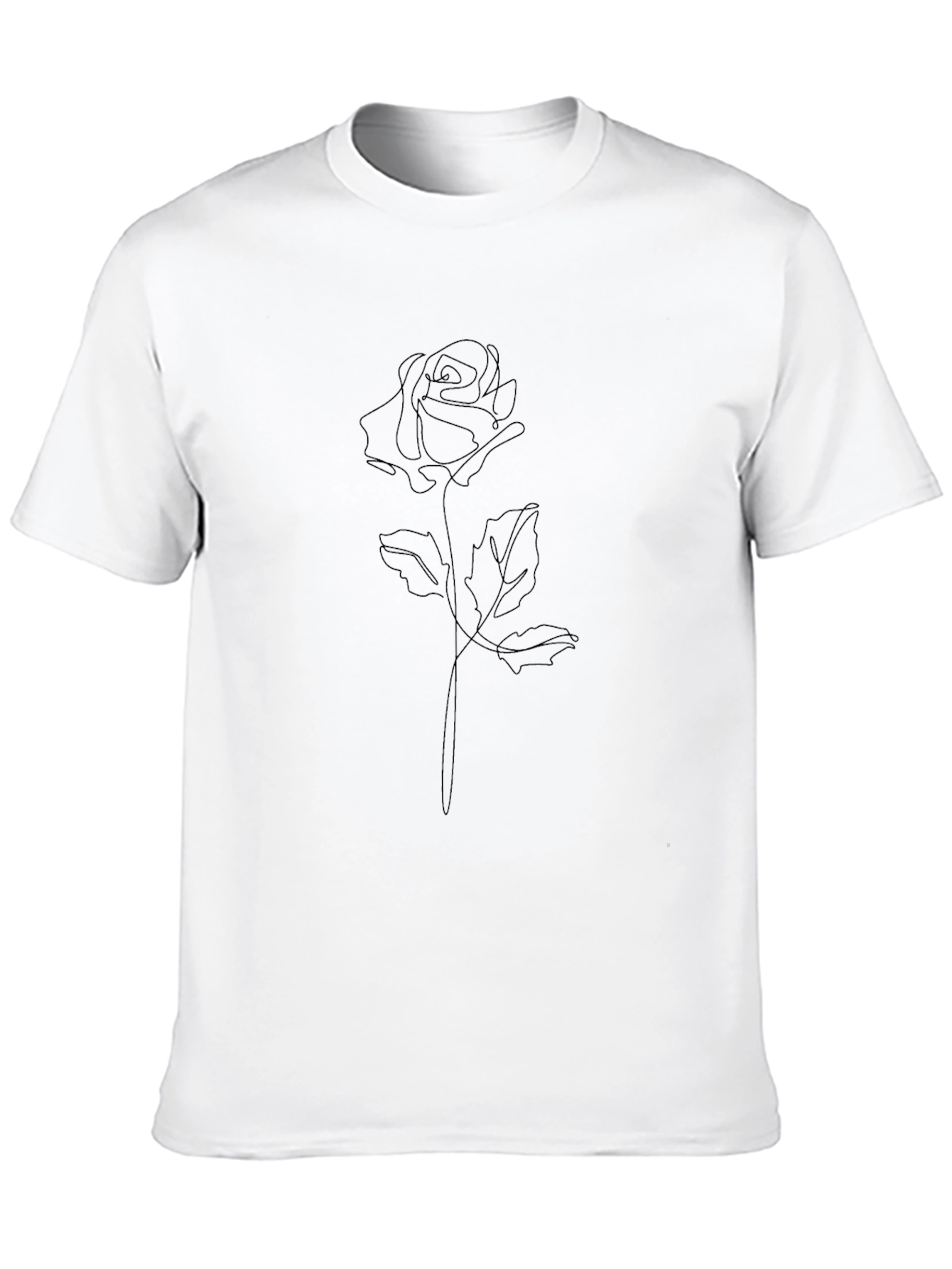Black Minimalist Rose Line Art Black T-Shirt view 10