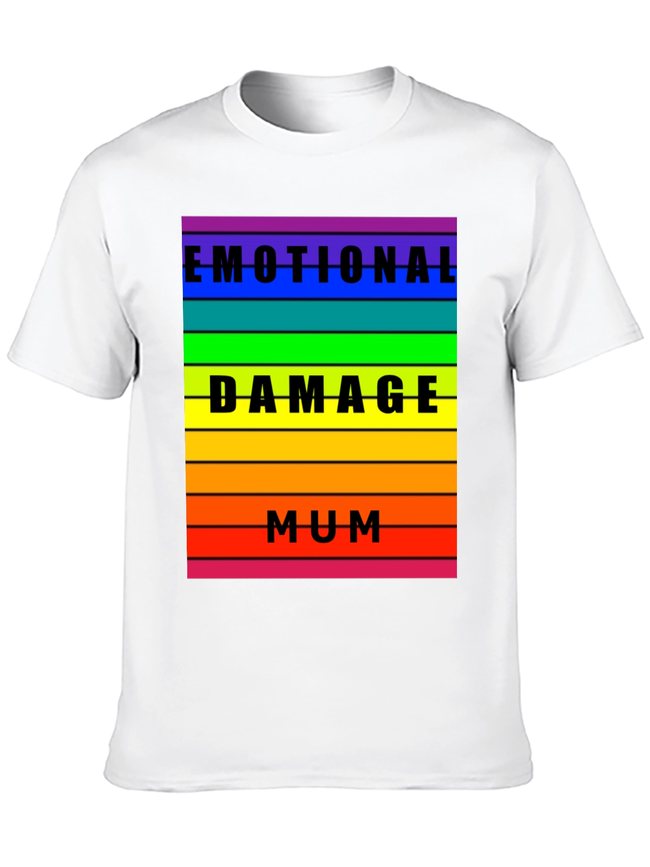 Black Emotional Damage Mum Rainbow Striped Graphic Tee view 10