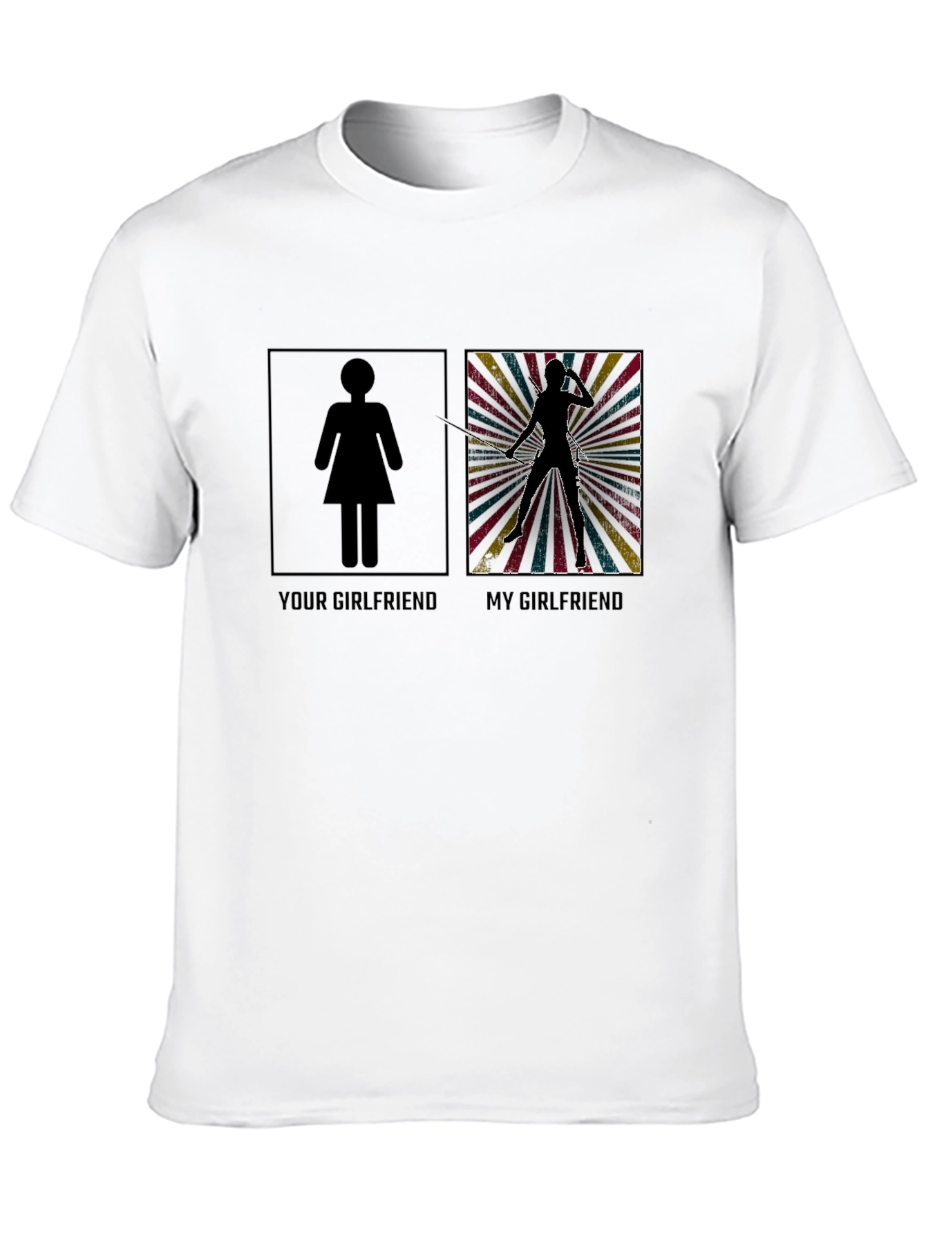 Black Your Girlfriend vs. My Girlfriend Novelty T-Shirt view 10