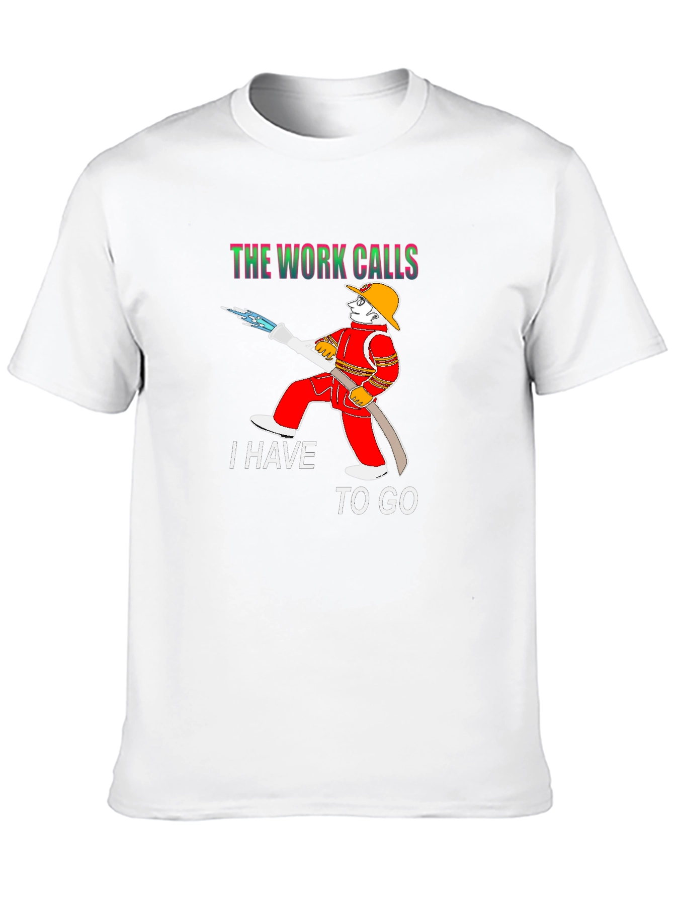 Black Firefighter Cartoon Graphic T-Shirt - Work Calls view 10