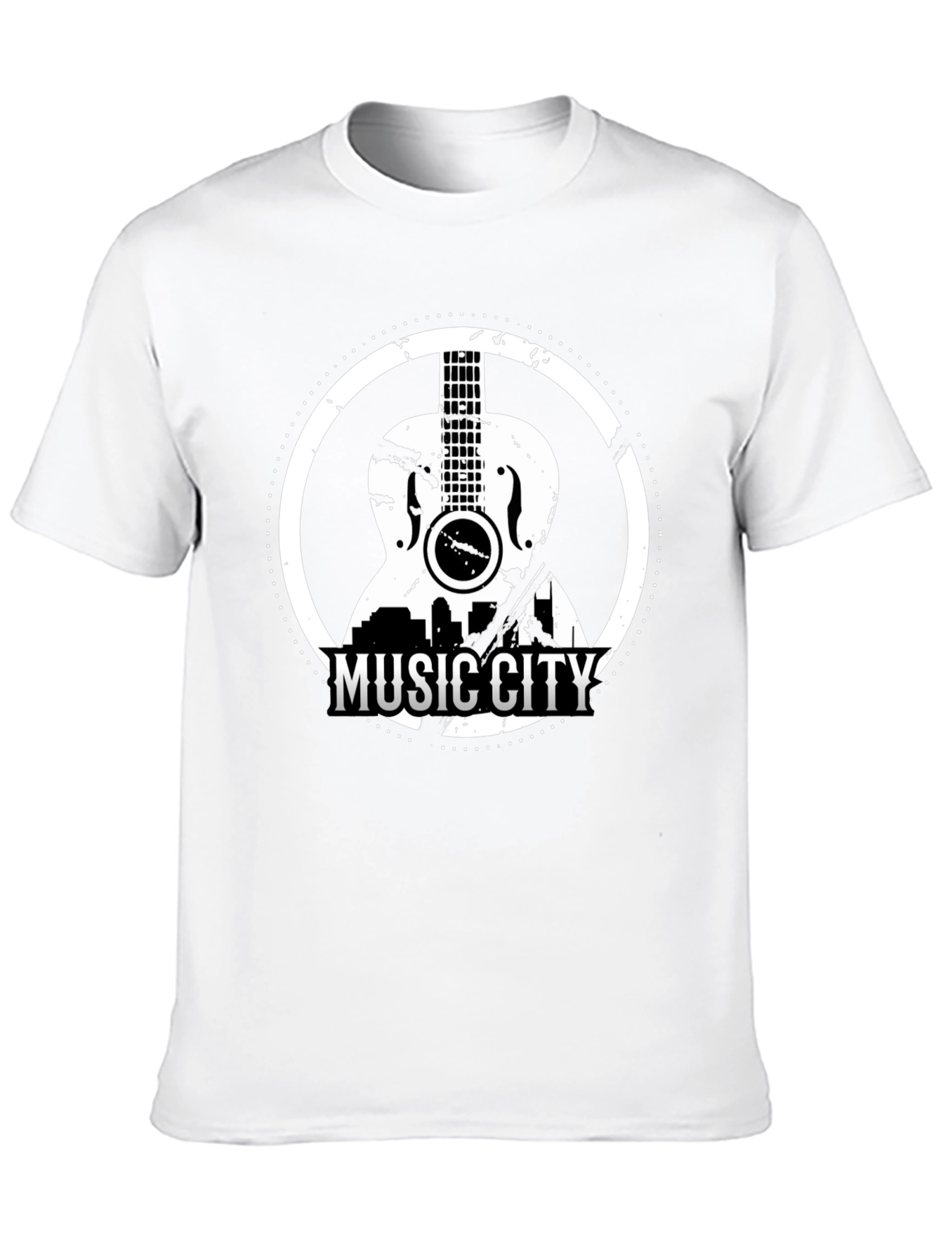 Black Music City Guitar Graphic Tee - Black view 10
