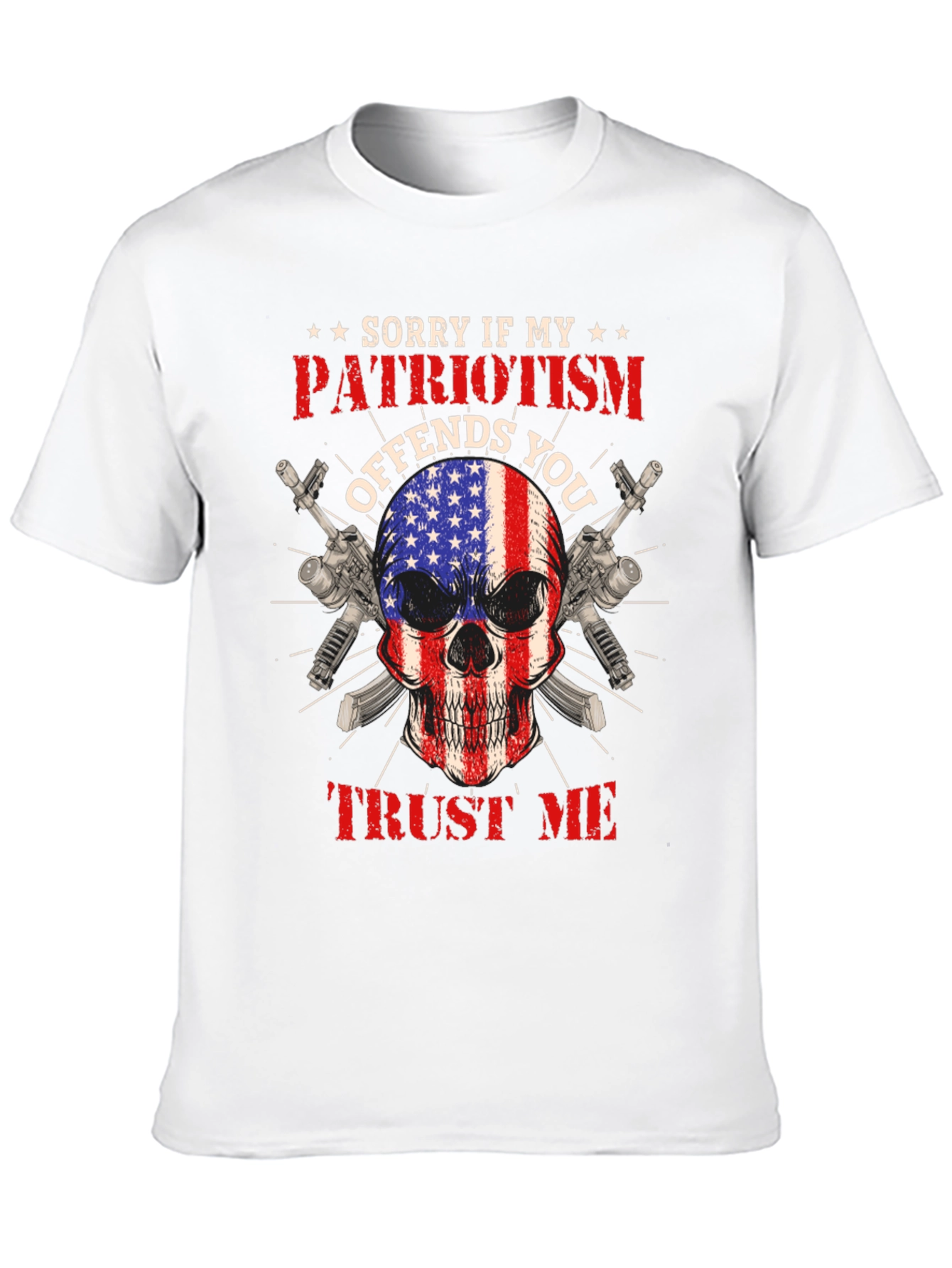 Black Patriotic Skull T-Shirt: Offends You? Trust Me view 10
