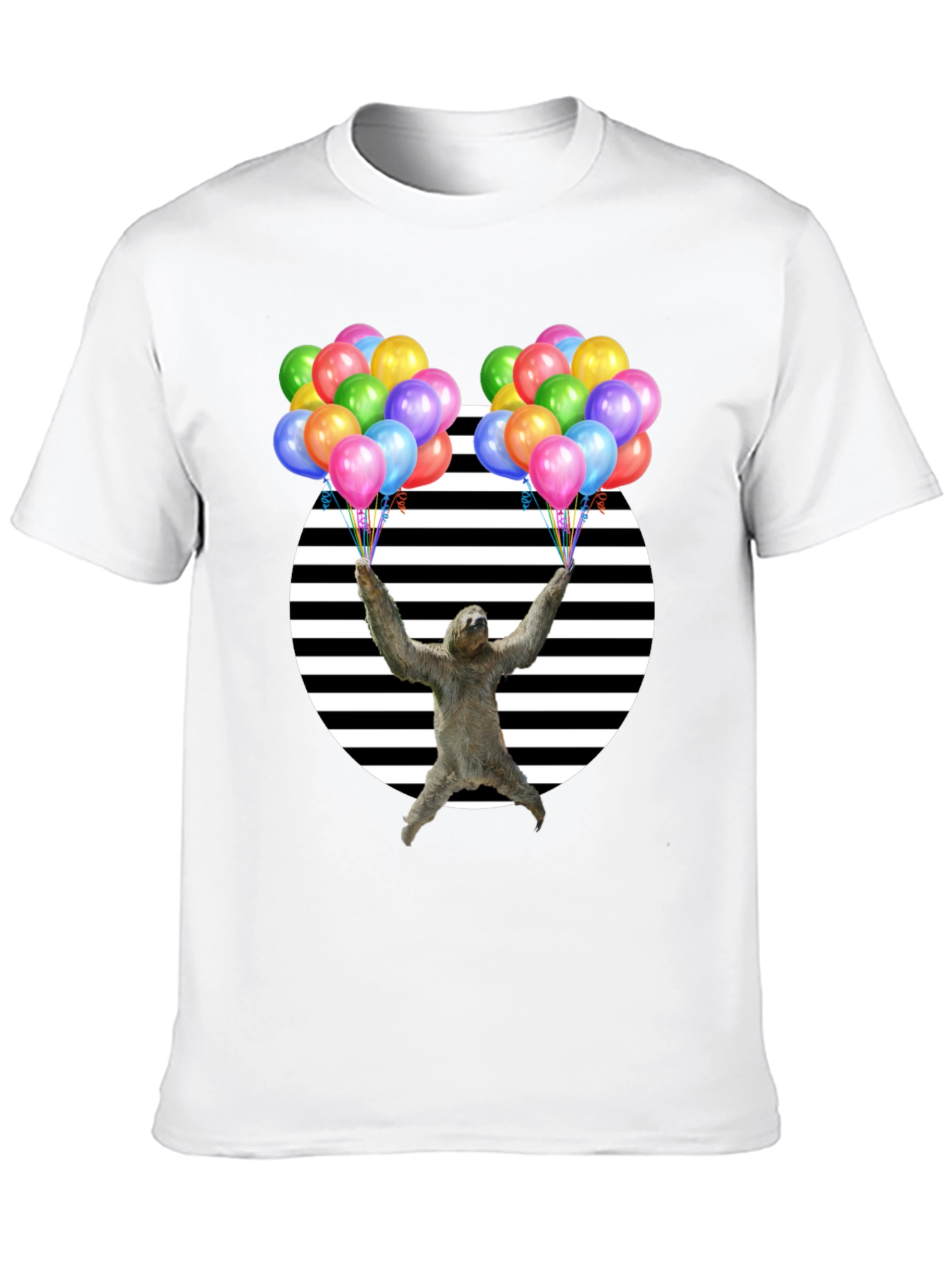 Black Sloth Balloons Graphic T-Shirt - Unisex Design view 10