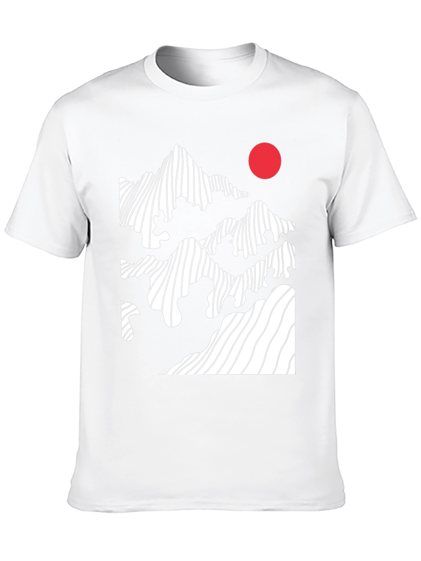 Black Abstract Mountain & Sun Graphic Tee - Modern Black T-Shirt view 10