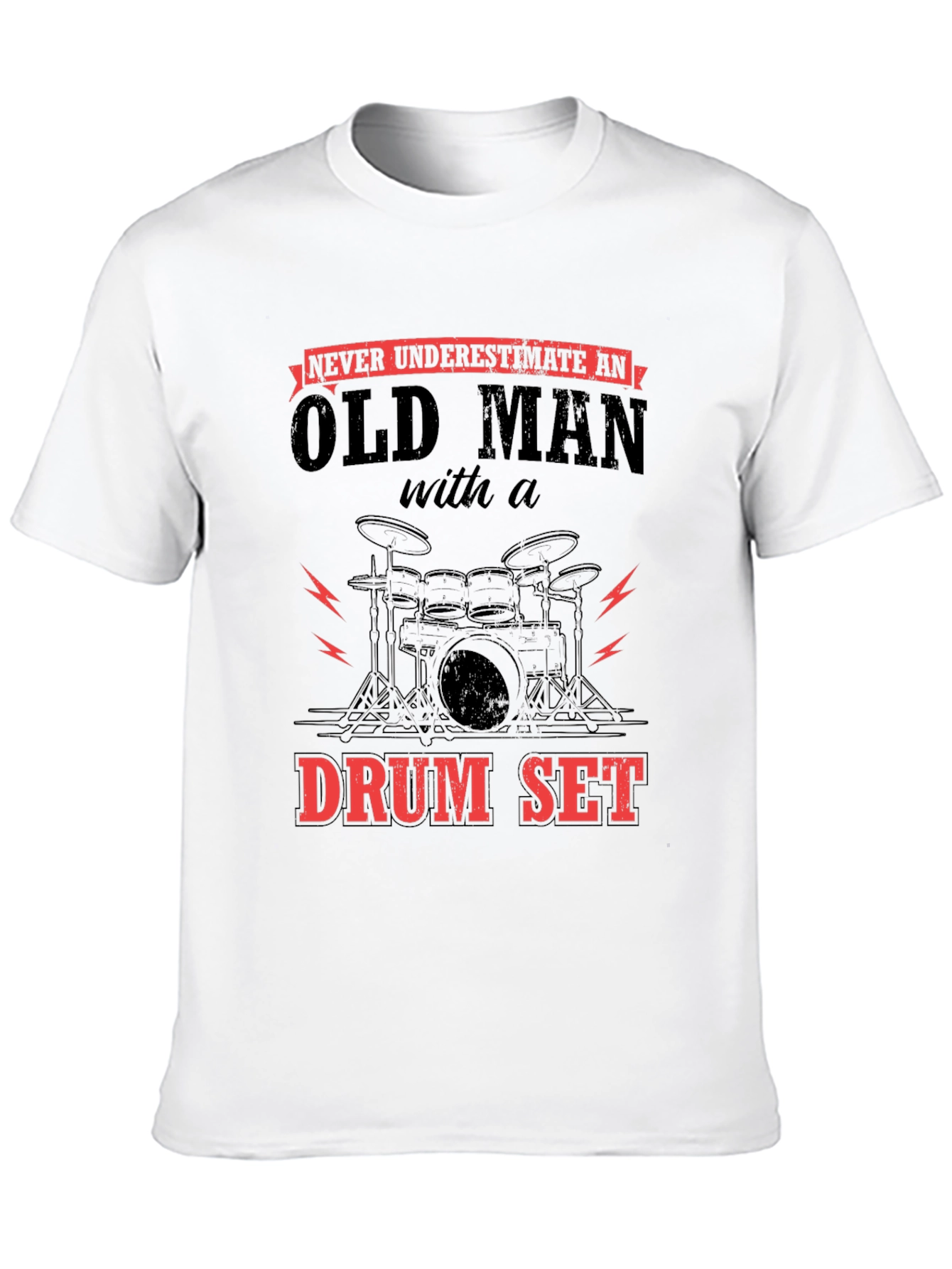 Black Old Man Drum Set Graphic Tee view 10