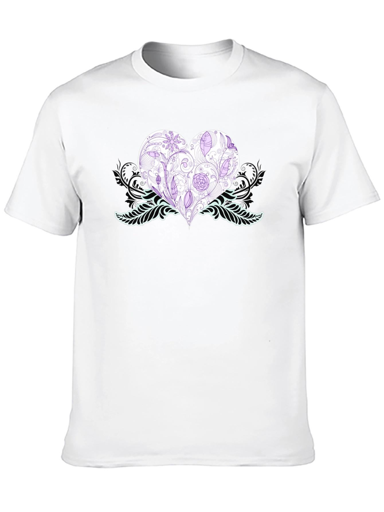 Black Floral Heart Graphic T-Shirt - Black view 10