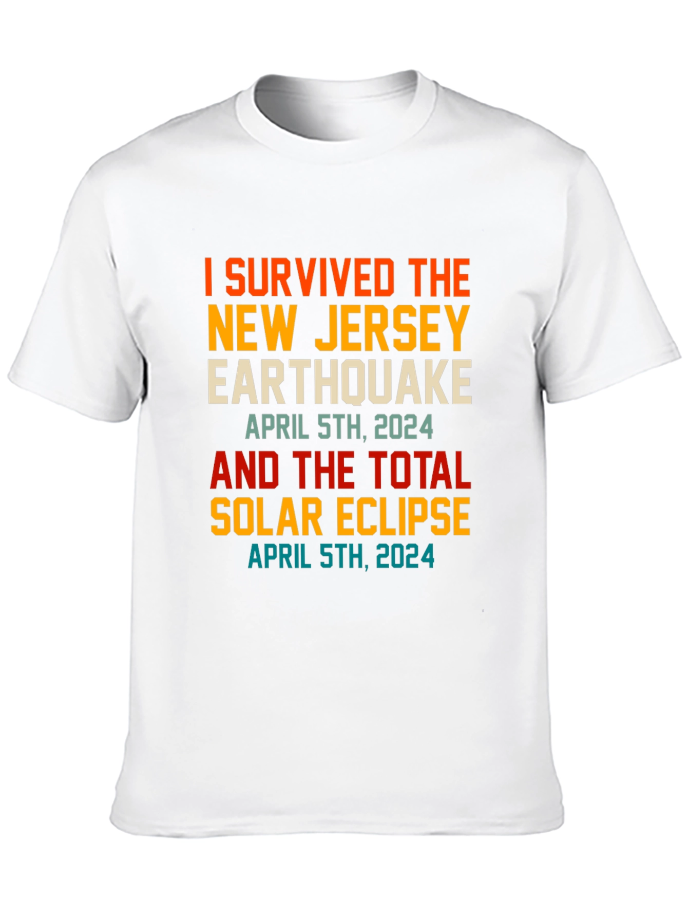 Black I Survived New Jersey Earthquake & Solar Eclipse April 5th 2024 T-Shirt view 10