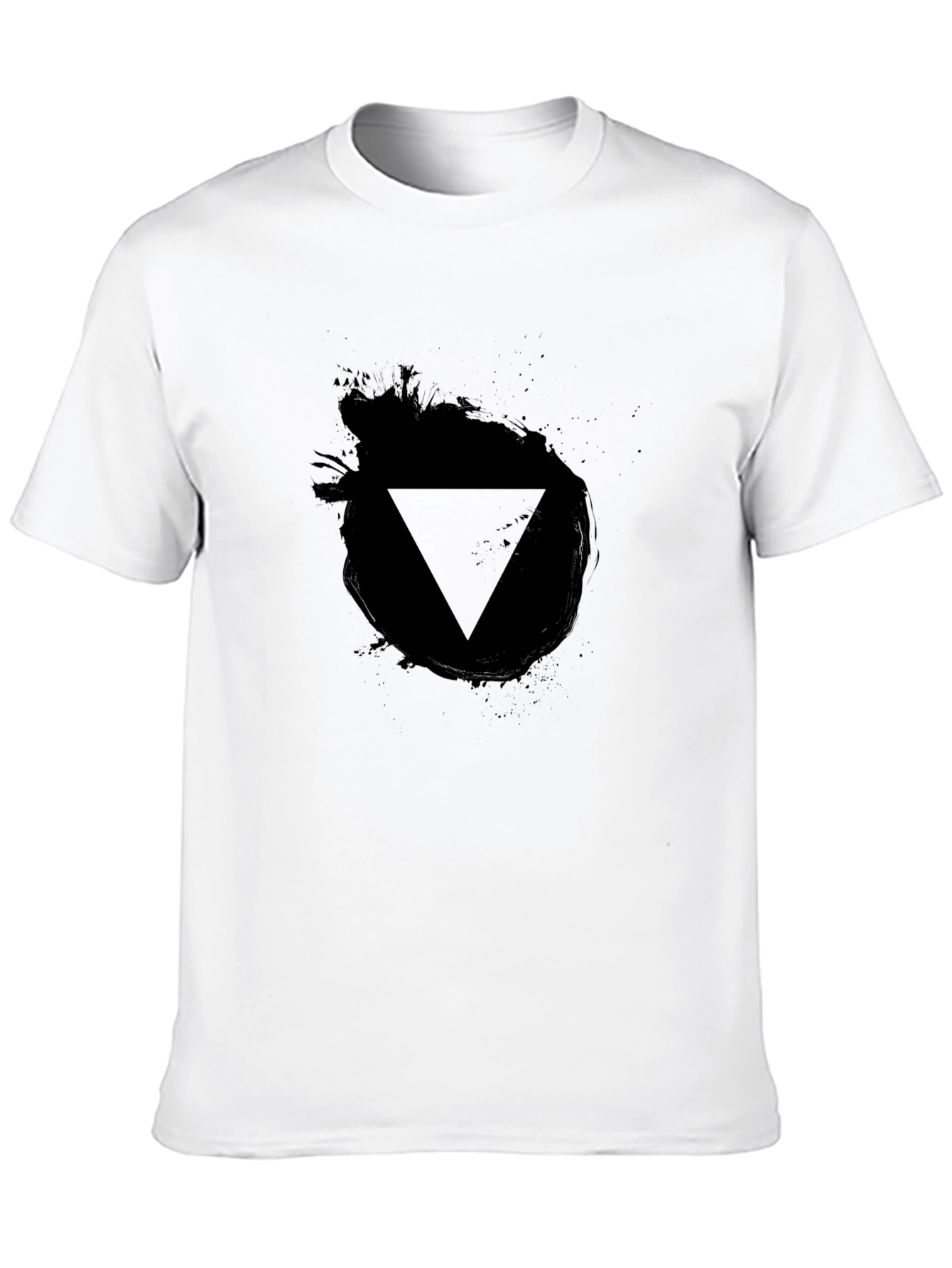 Black Men's Black T-Shirt - Triangle Ink Design view 10
