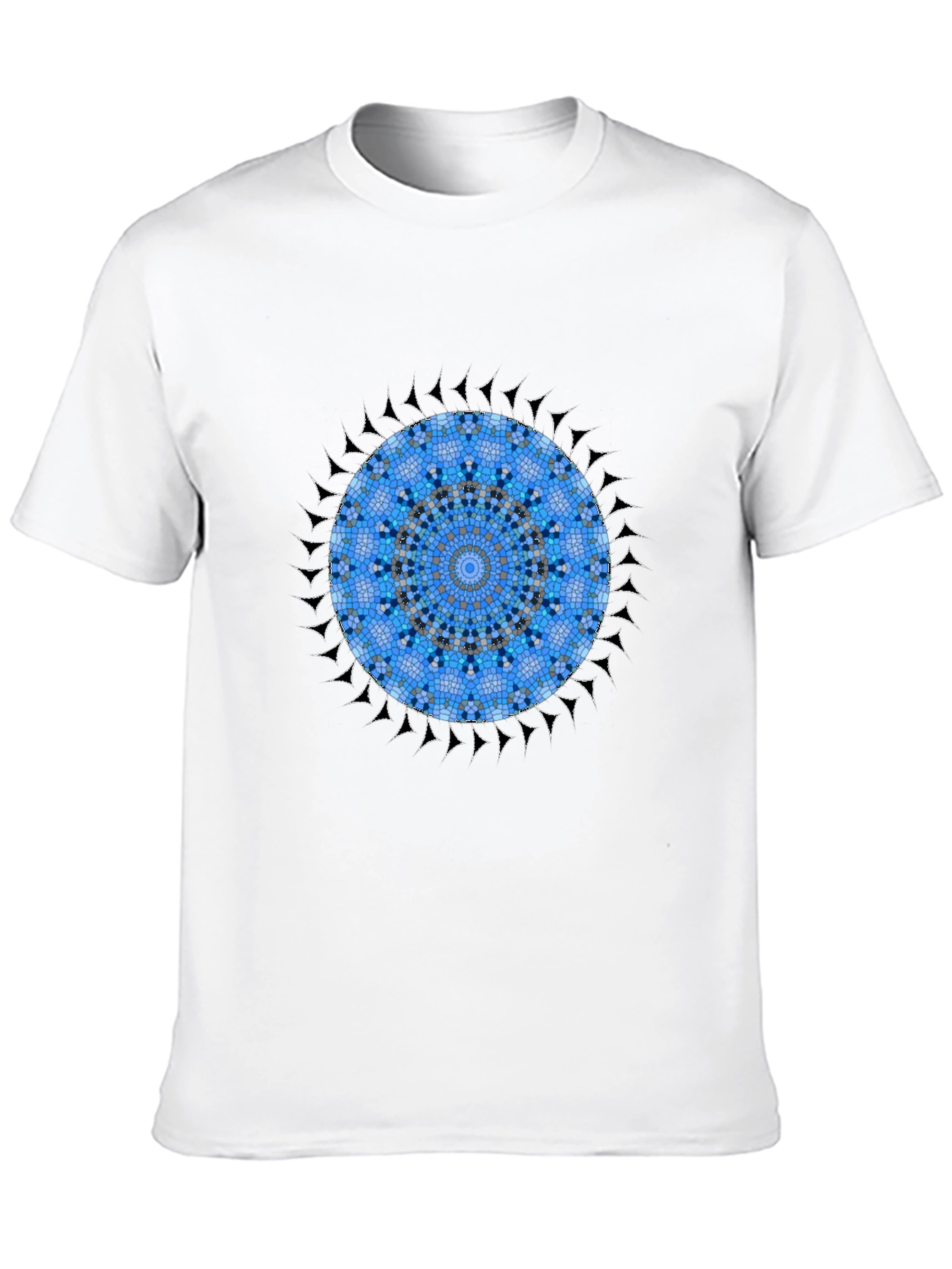 Black Blue Mosaic Mandala Graphic Black T-Shirt view 10