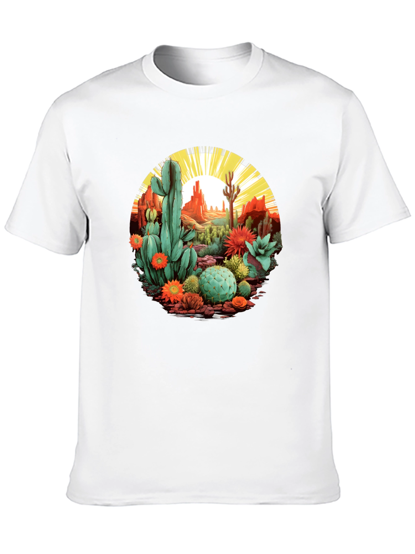 Black Desert Cactus Graphic T-Shirt - Unisex Black Tee view 10