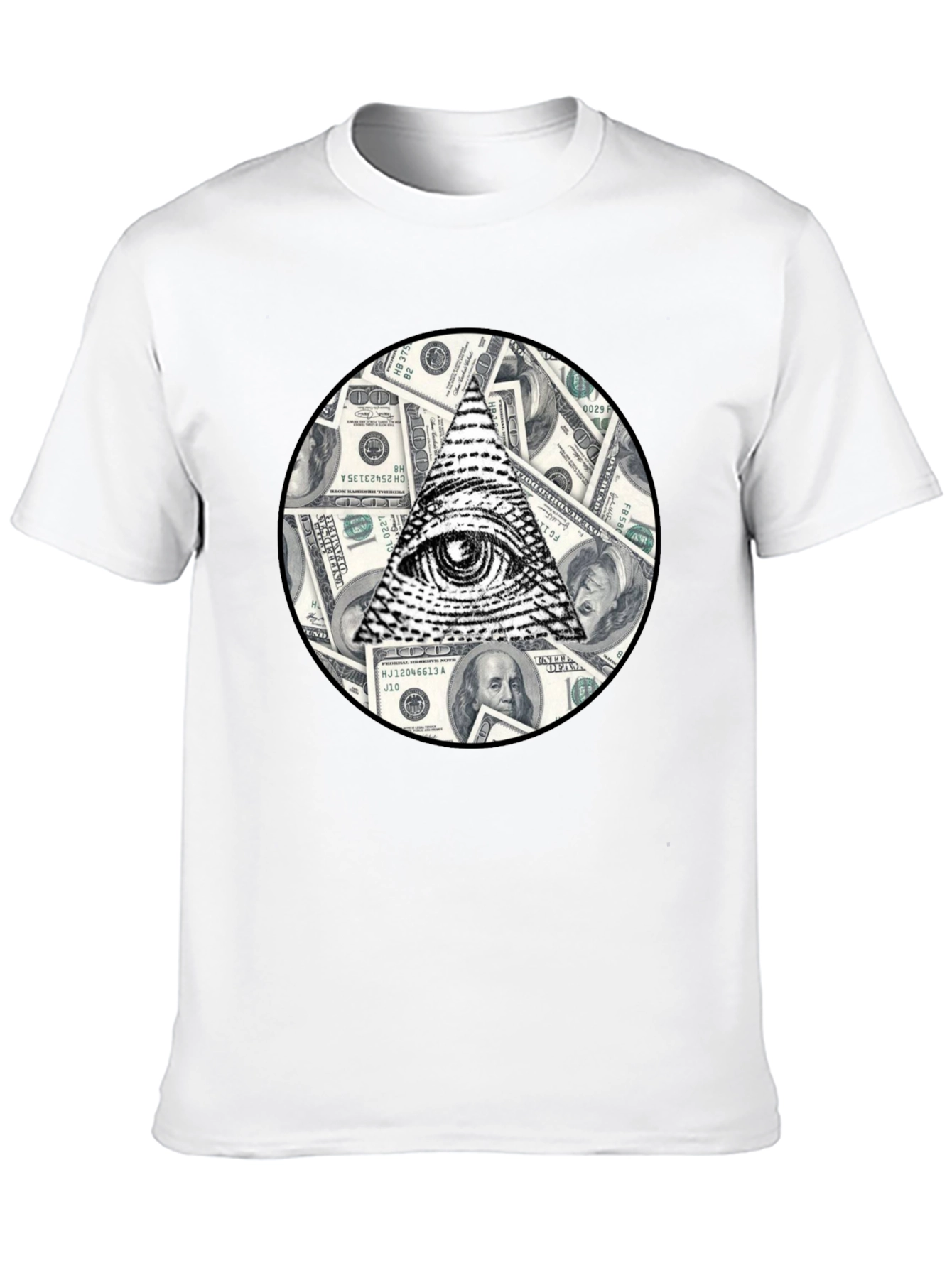 Black Illuminati Eye & Money Print Black T-Shirt view 10