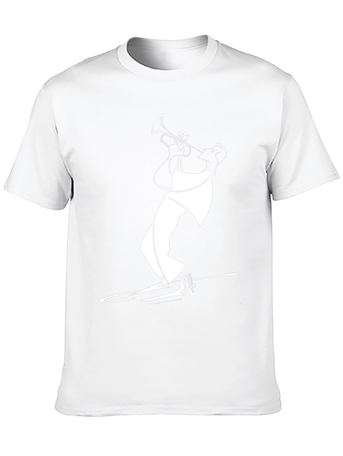 Black Black T-Shirt with White Jazz Musician Design view 10
