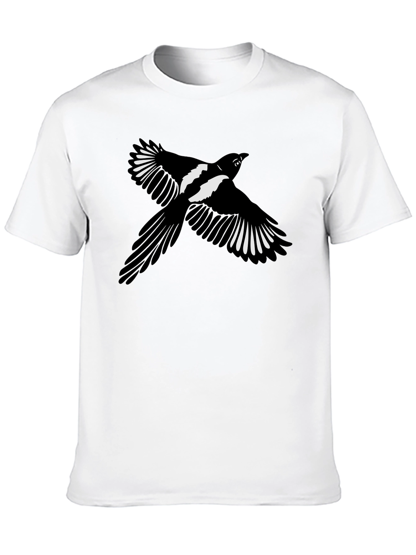 Black Black T-Shirt with Magpie Bird Graphic view 10