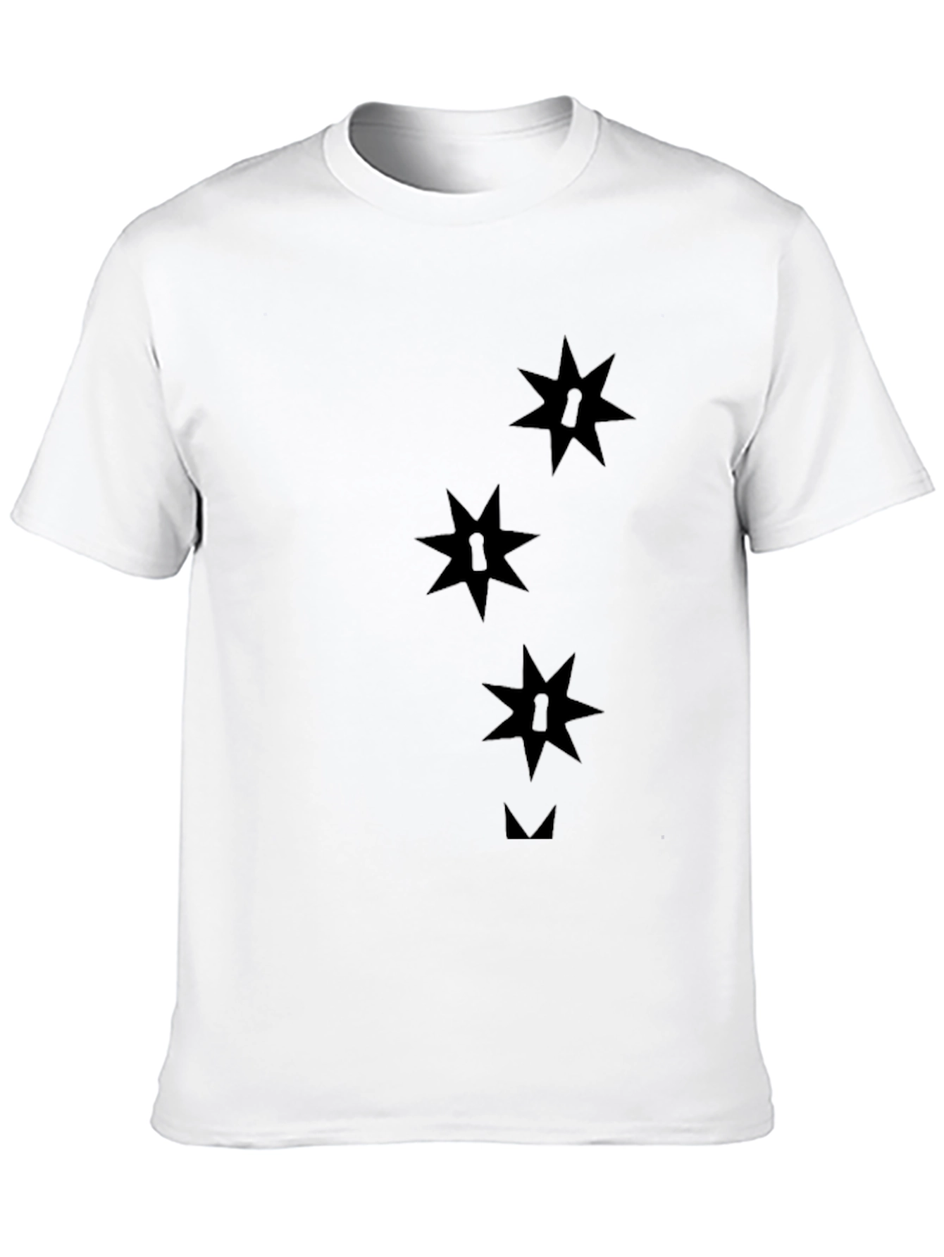Black Black Graphic Tee - Stars and Lock Design view 10