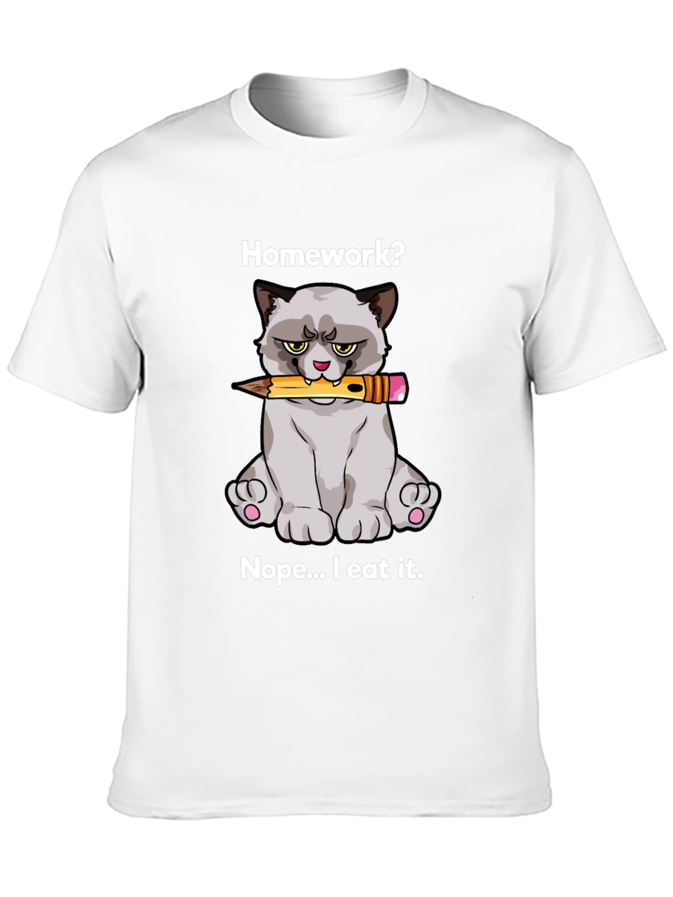 Black Homework Eating Cat T-Shirt view 10