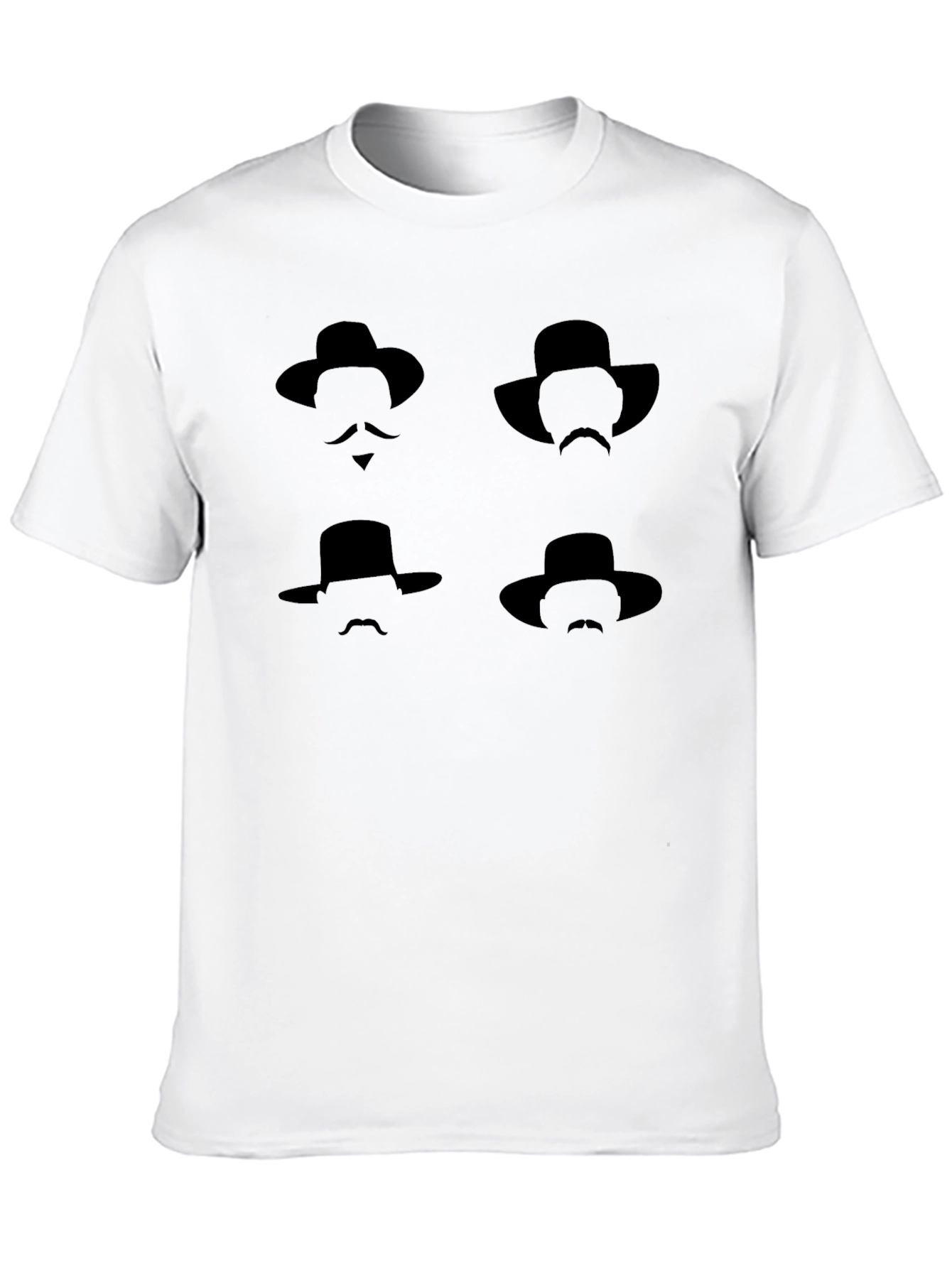 Black Silhouette Hat & Mustache Graphic Tee view 10