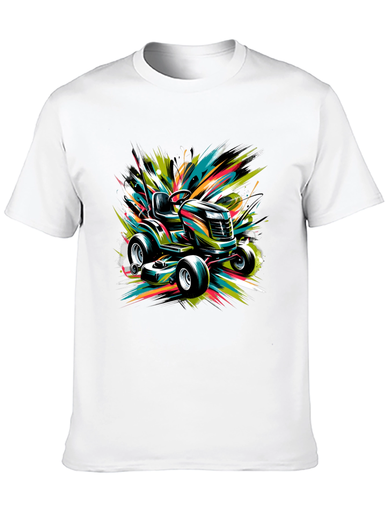 Black Vibrant Lawn Mower Graphic Tee view 10