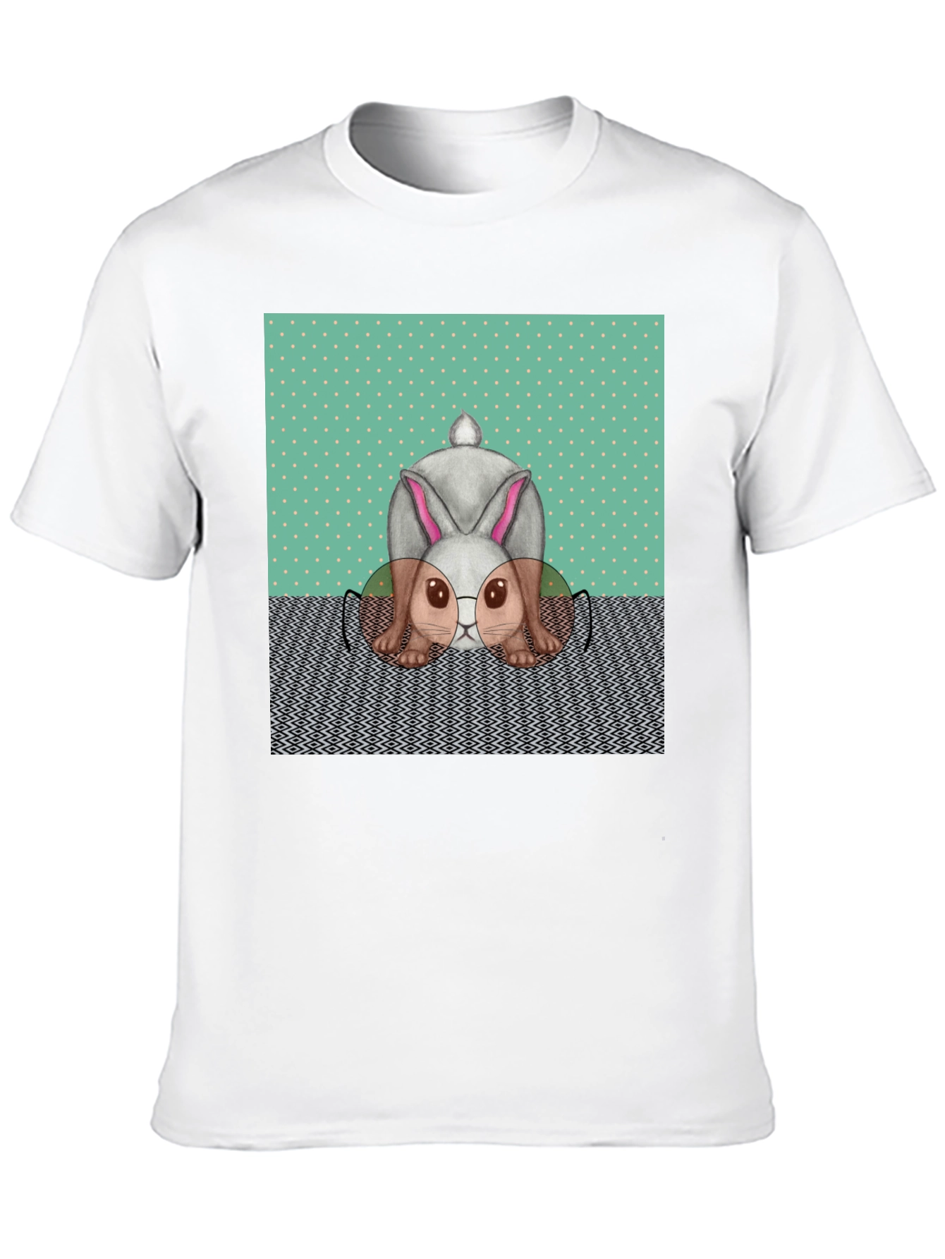Black Funny Bunny T-Shirt - Reading Rabbit Design view 10