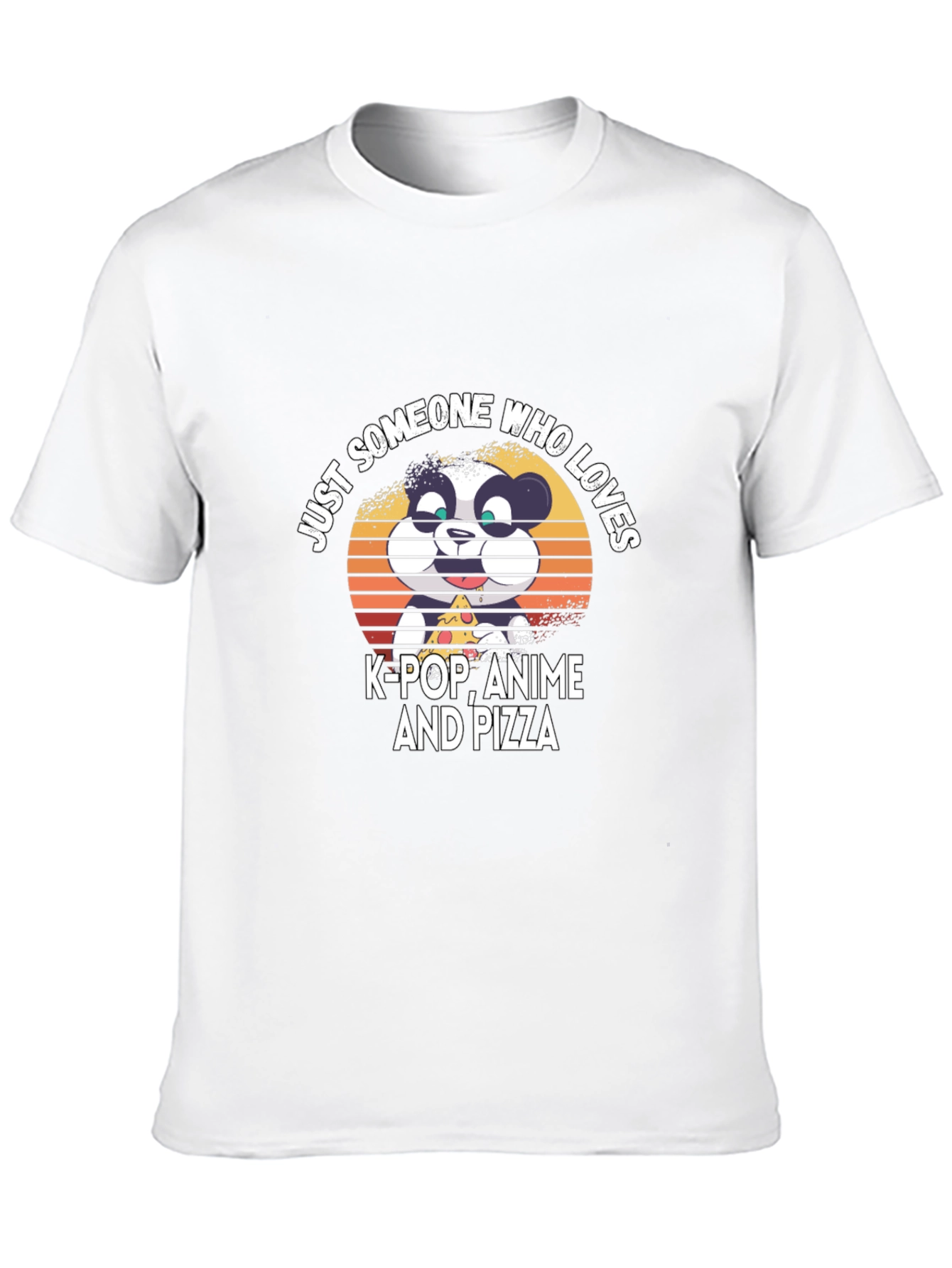 Black K-Pop Anime Pizza Panda Graphic T-Shirt view 10