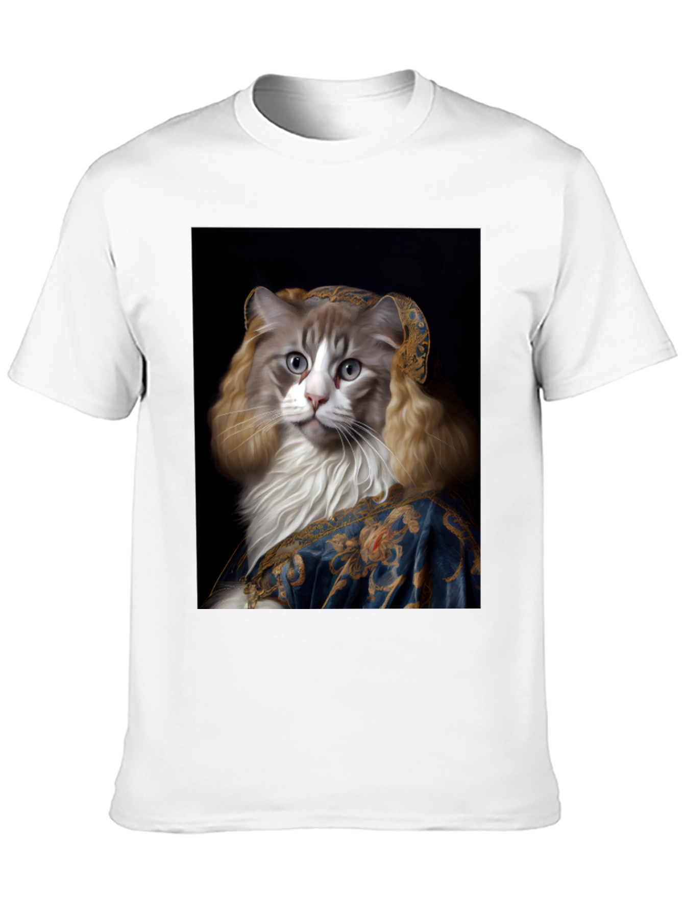 Black Cat Renaissance Portrait T-Shirt view 10