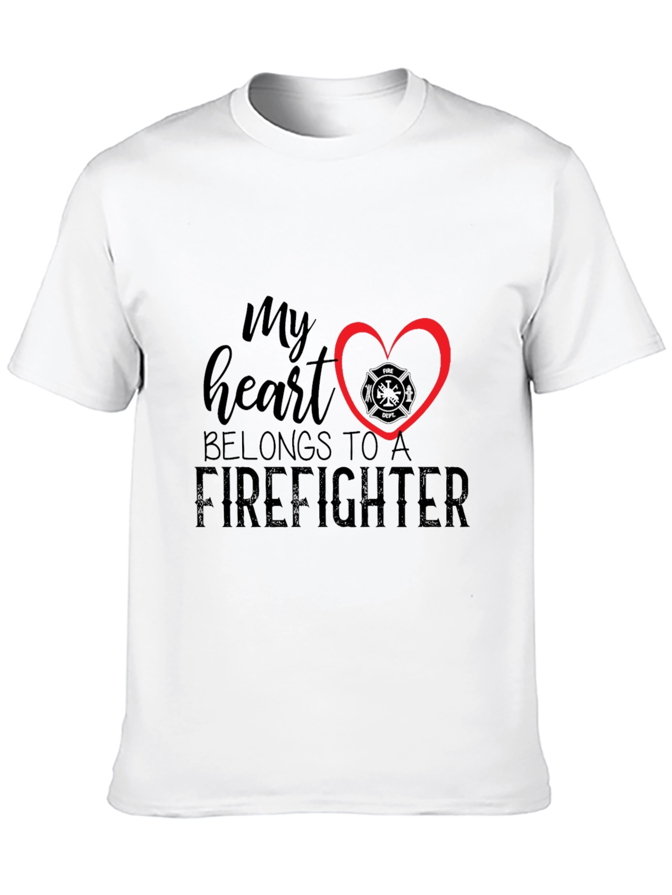 Black Firefighter Heart T-Shirt - Black view 10