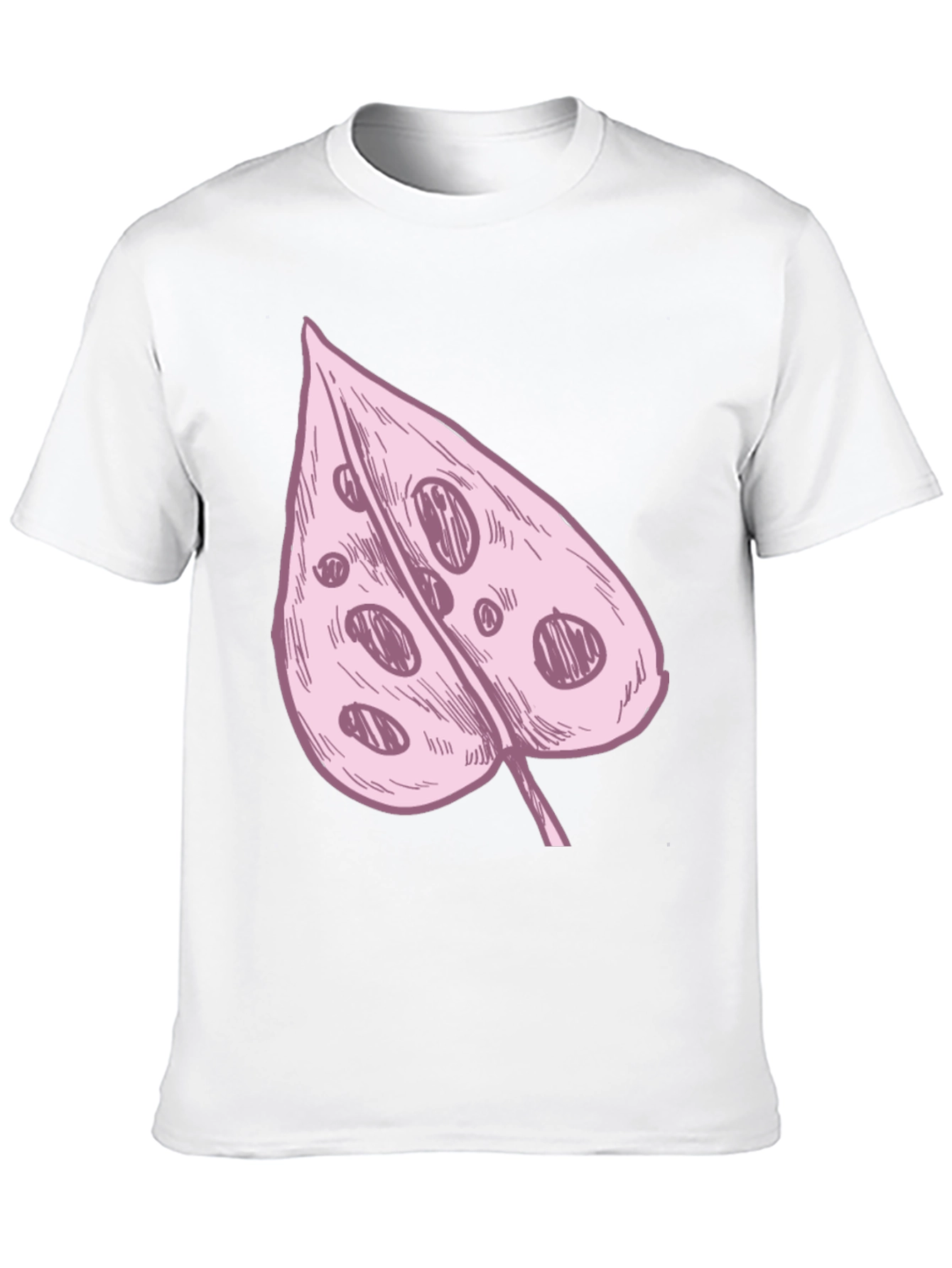 Black Pink Swiss Cheese Leaf Graphic Black Tee view 10