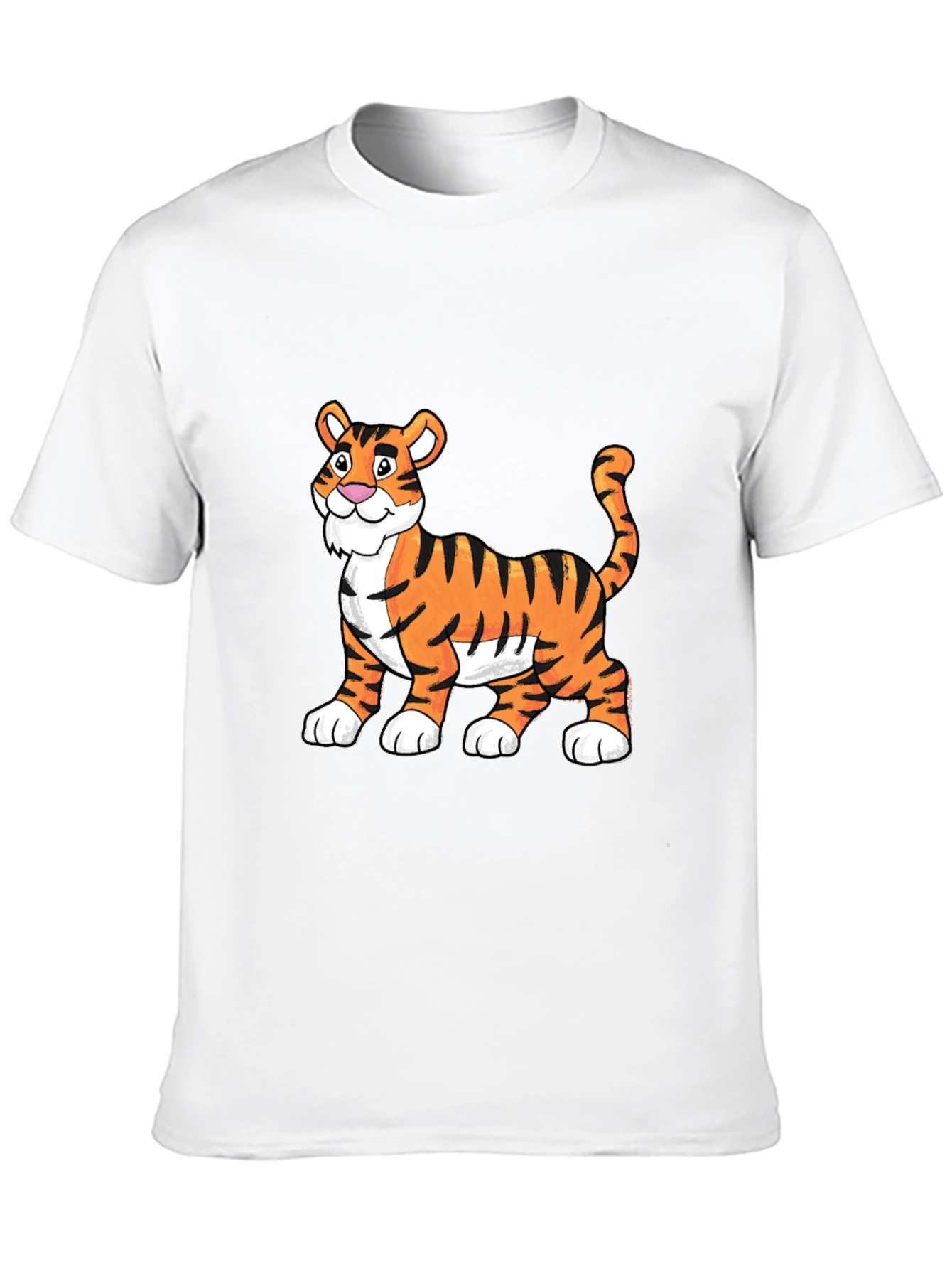 Black Cartoon Tiger Graphic Tee - Soft Black Cotton view 10