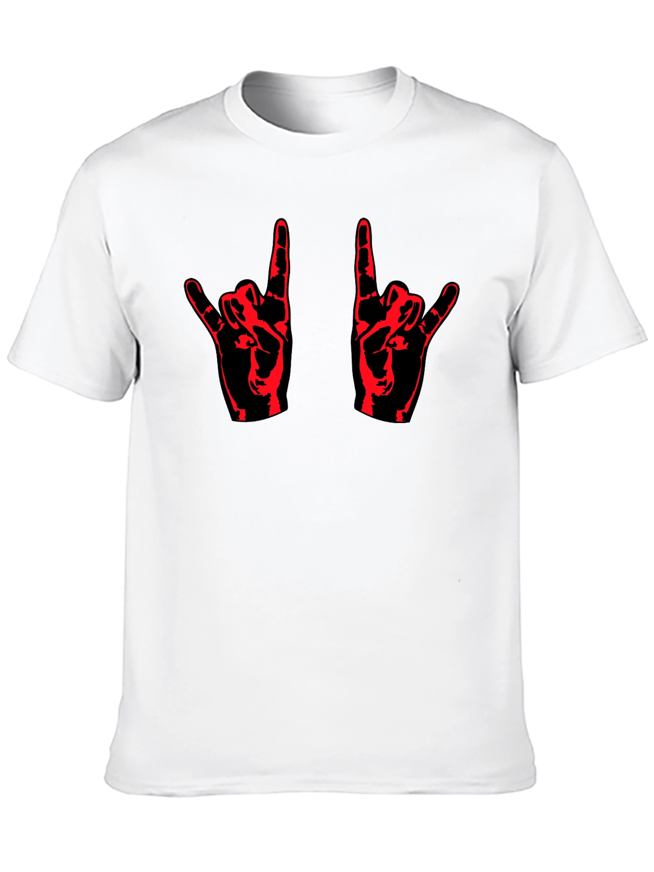 Black Rock On! Black T-Shirt with Red Hand Design view 10