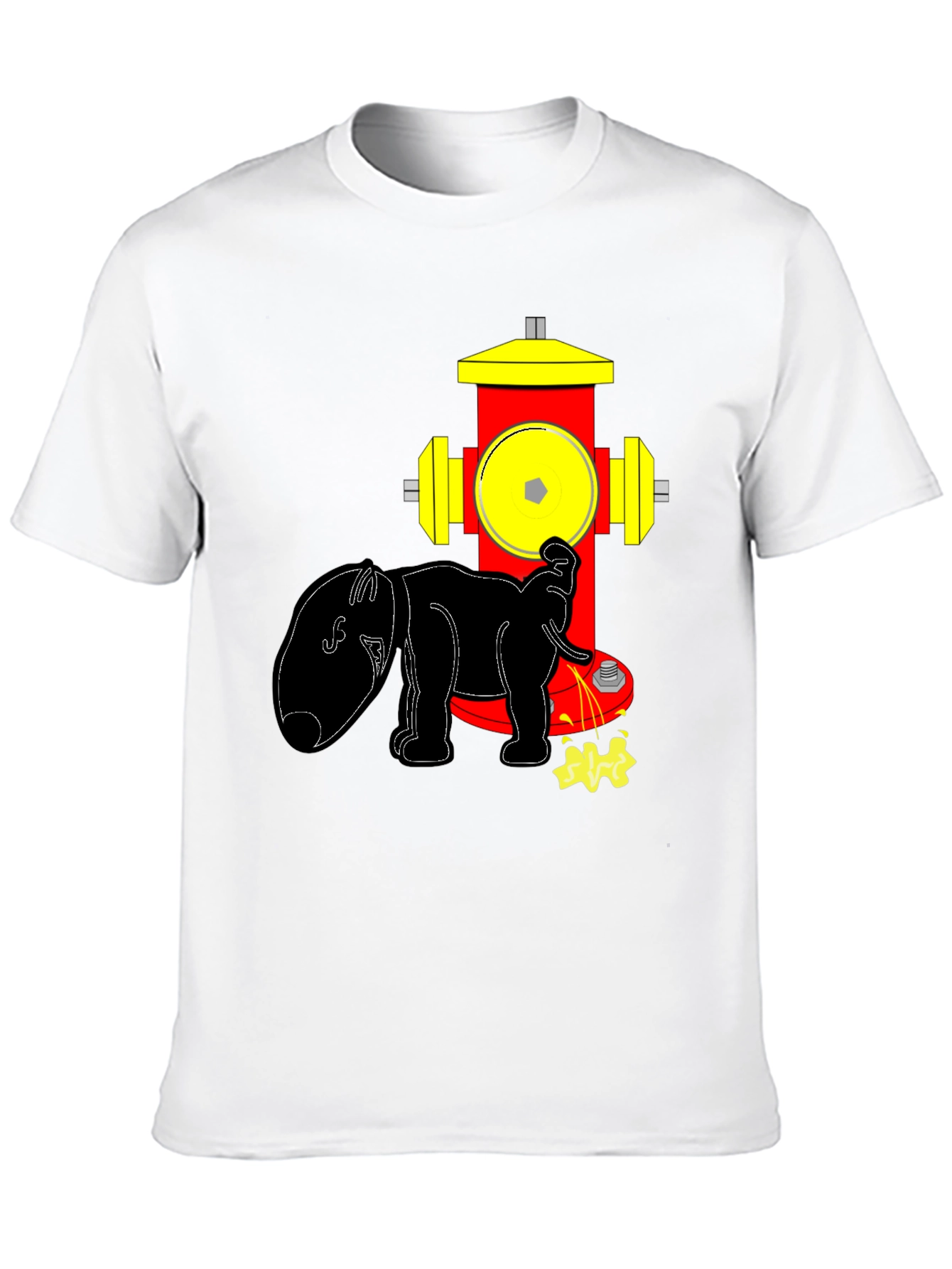 Black Funny Elephant Peeing on Fire Hydrant Black T-Shirt view 10