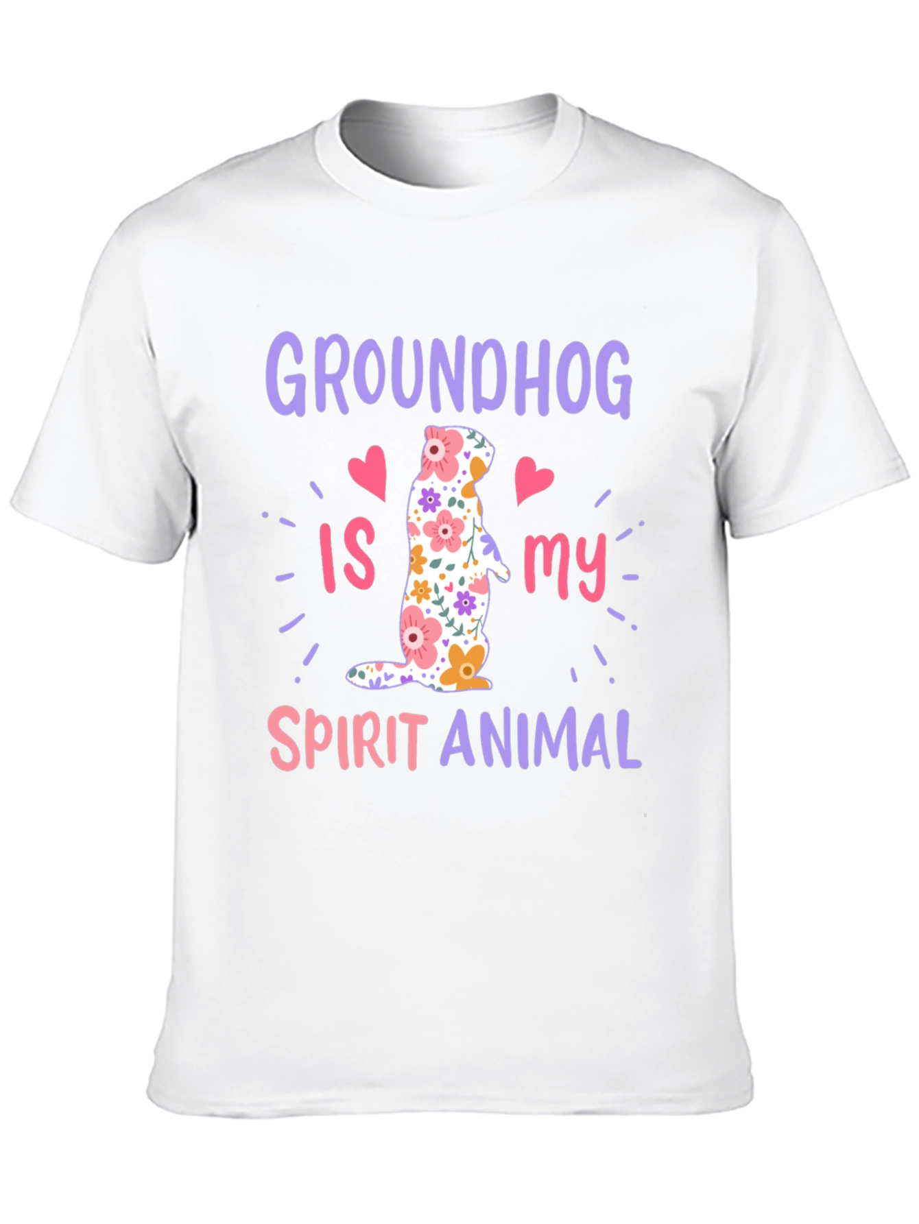 Black Groundhog Spirit Animal T-Shirt Funny Floral Design view 10