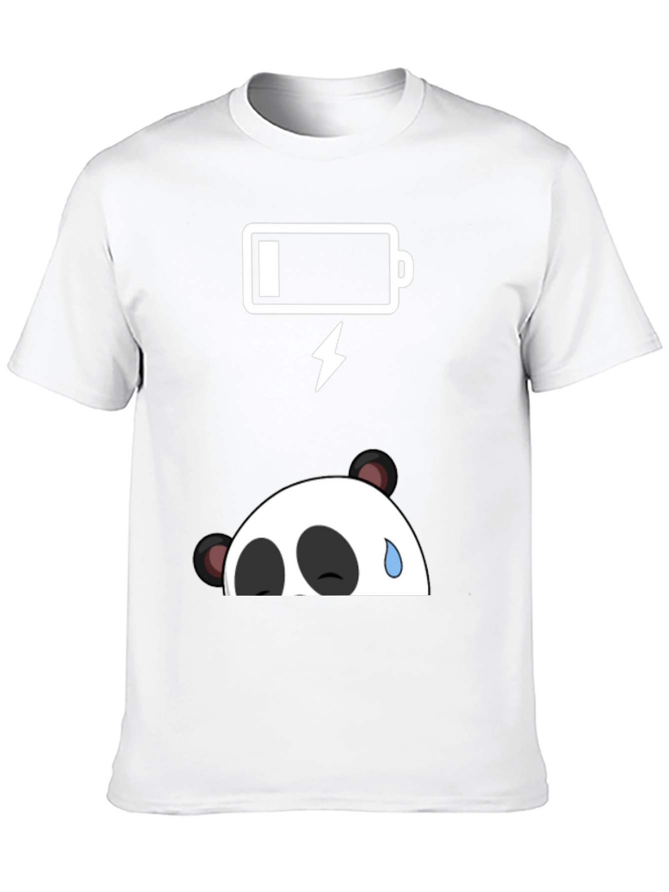 Black Funny Panda Low Battery Graphic Tee - Black Cotton T-Shirt view 10