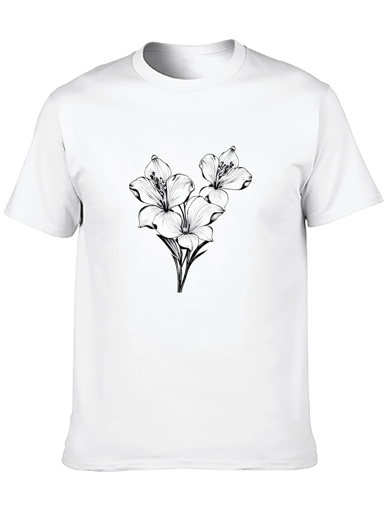 Floral Print Crew Neck T-Shirt - Casual Style - 10