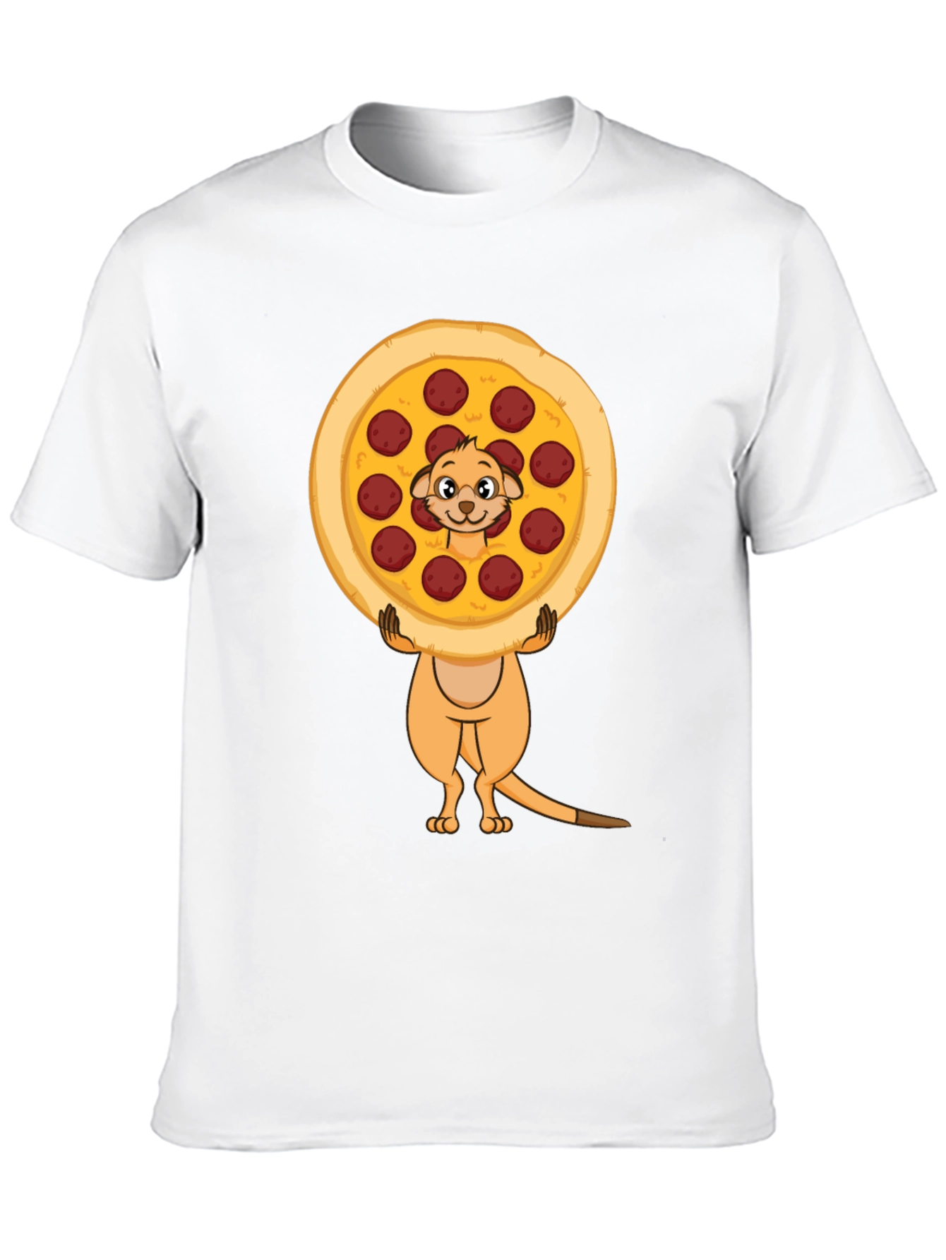Black Funny Meerkat Pizza Lover Black T-Shirt view 10