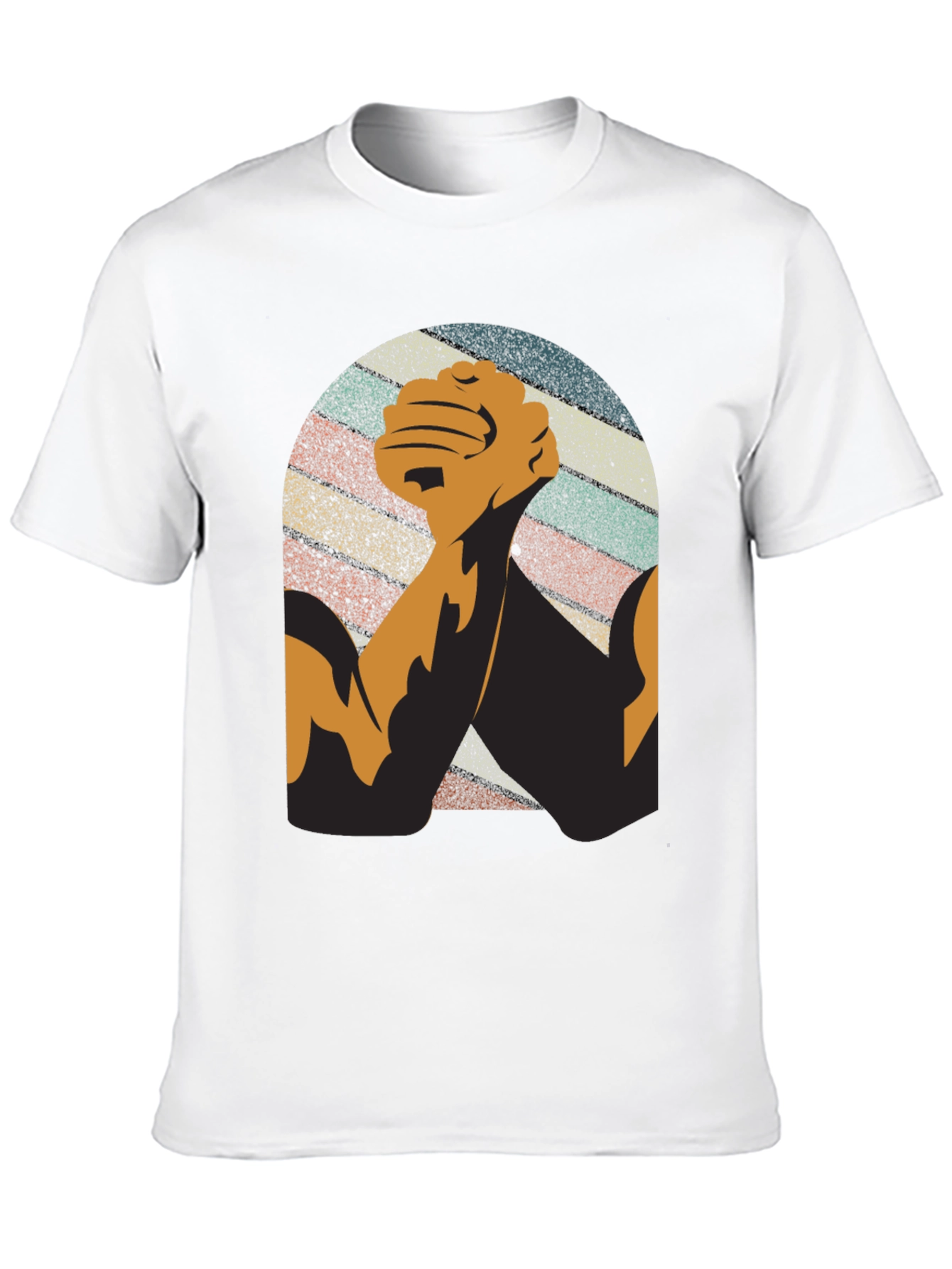 Black Vintage Arm Wrestling Graphic Tee - Black view 10