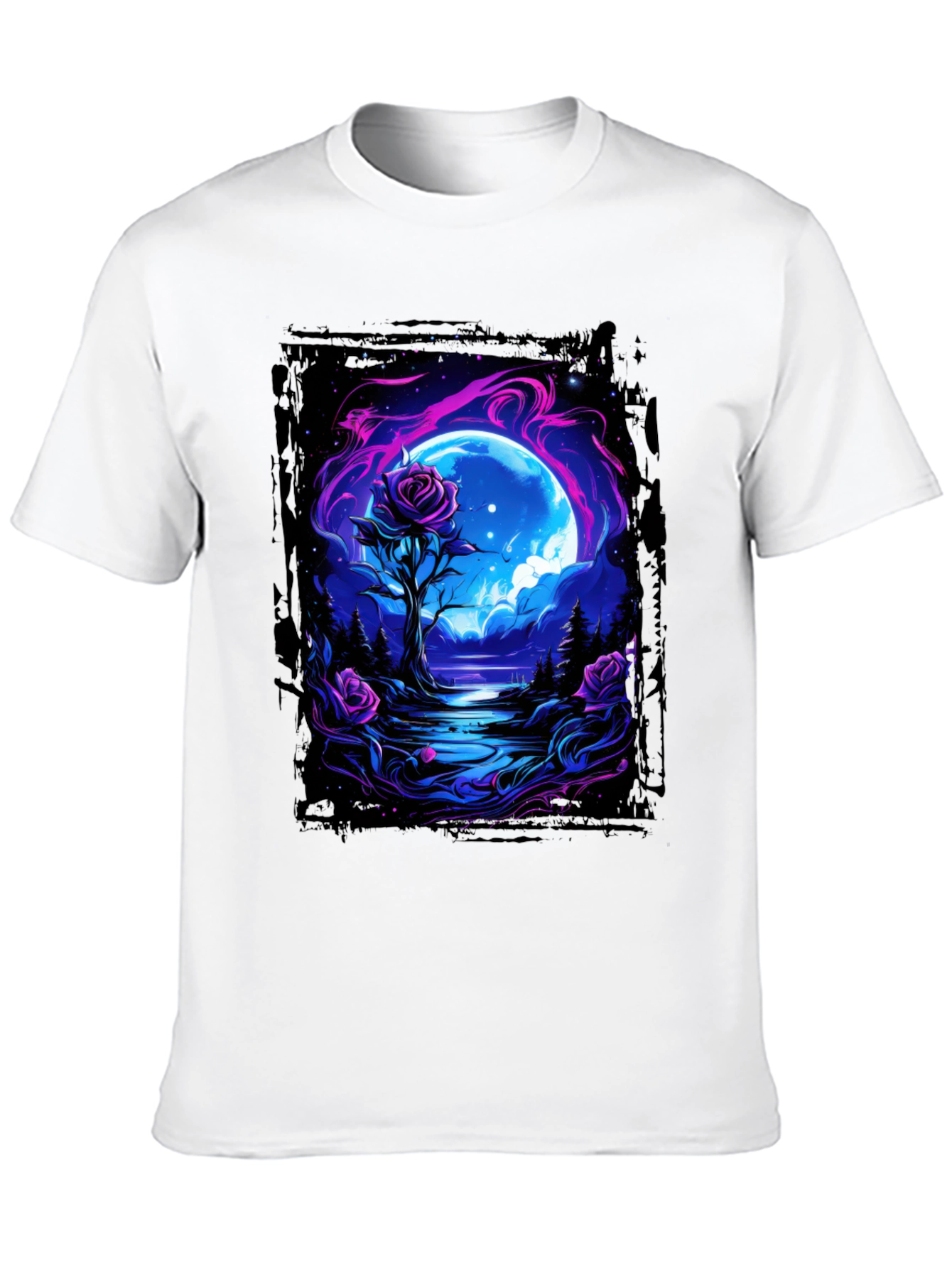Black Mystic Moonlit Rose Graphic Tee view 10