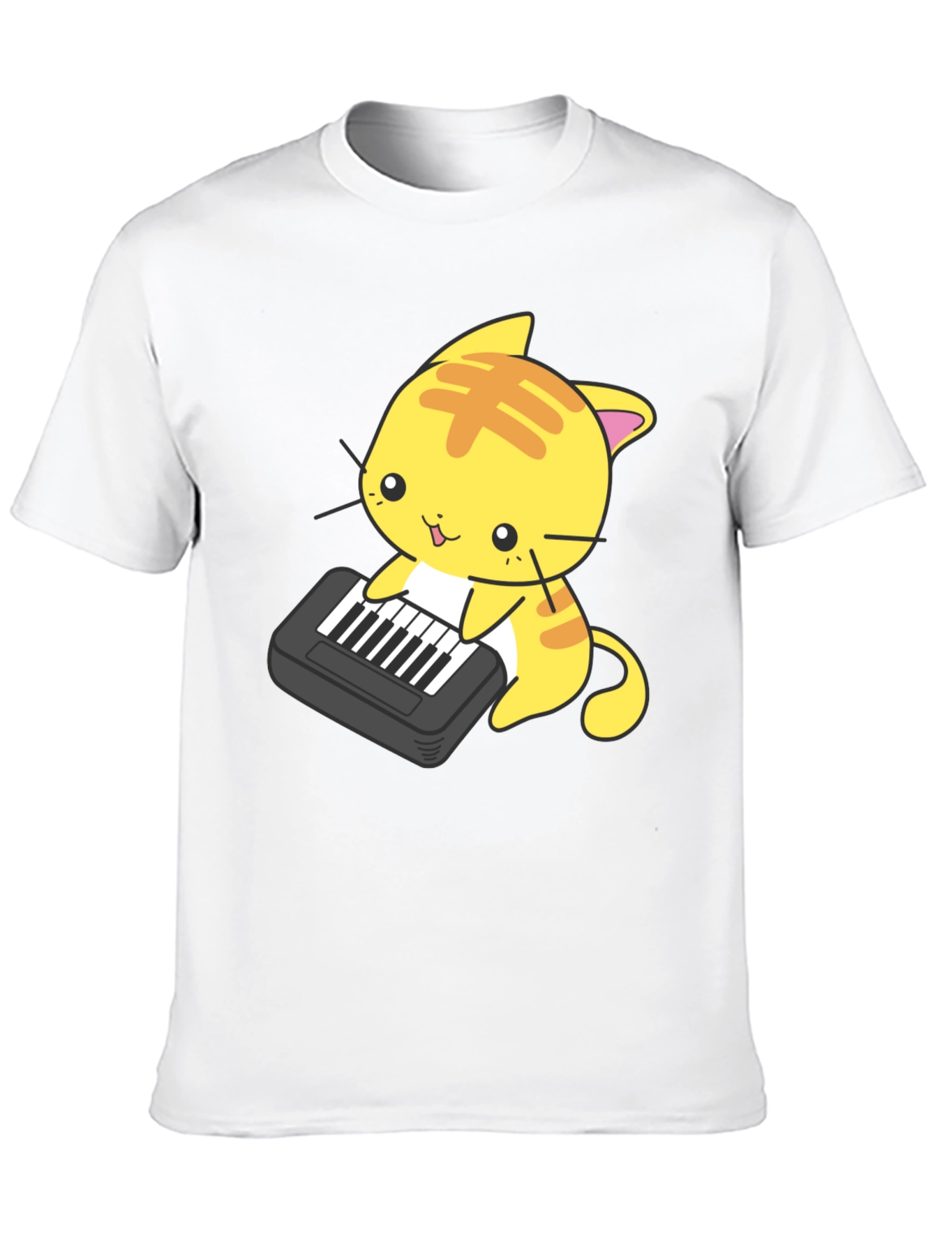 Black Cute Cat Keyboard T-Shirt view 10