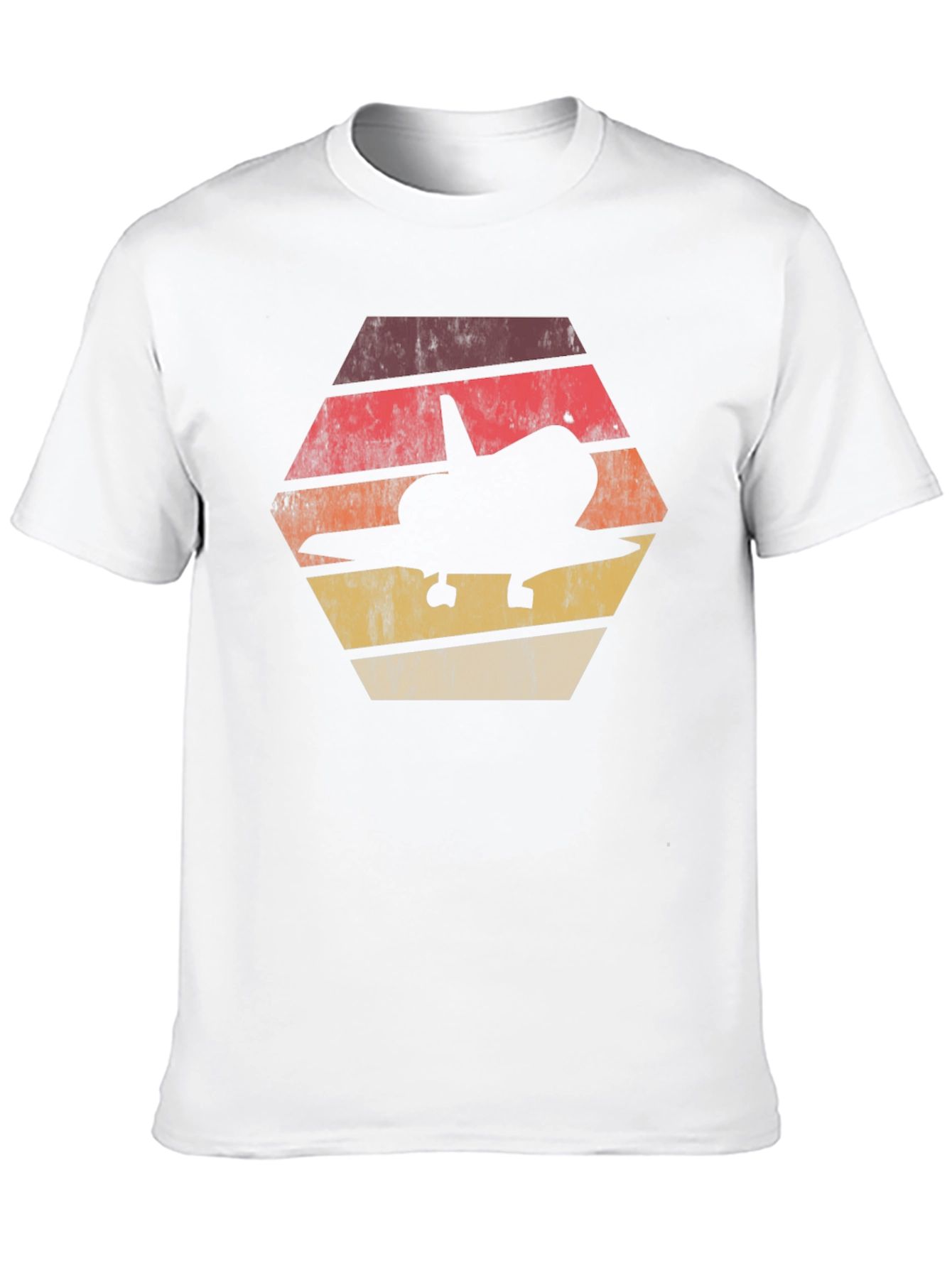 Black Retro Space Shuttle T-Shirt - Vintage Hexagon Design view 10