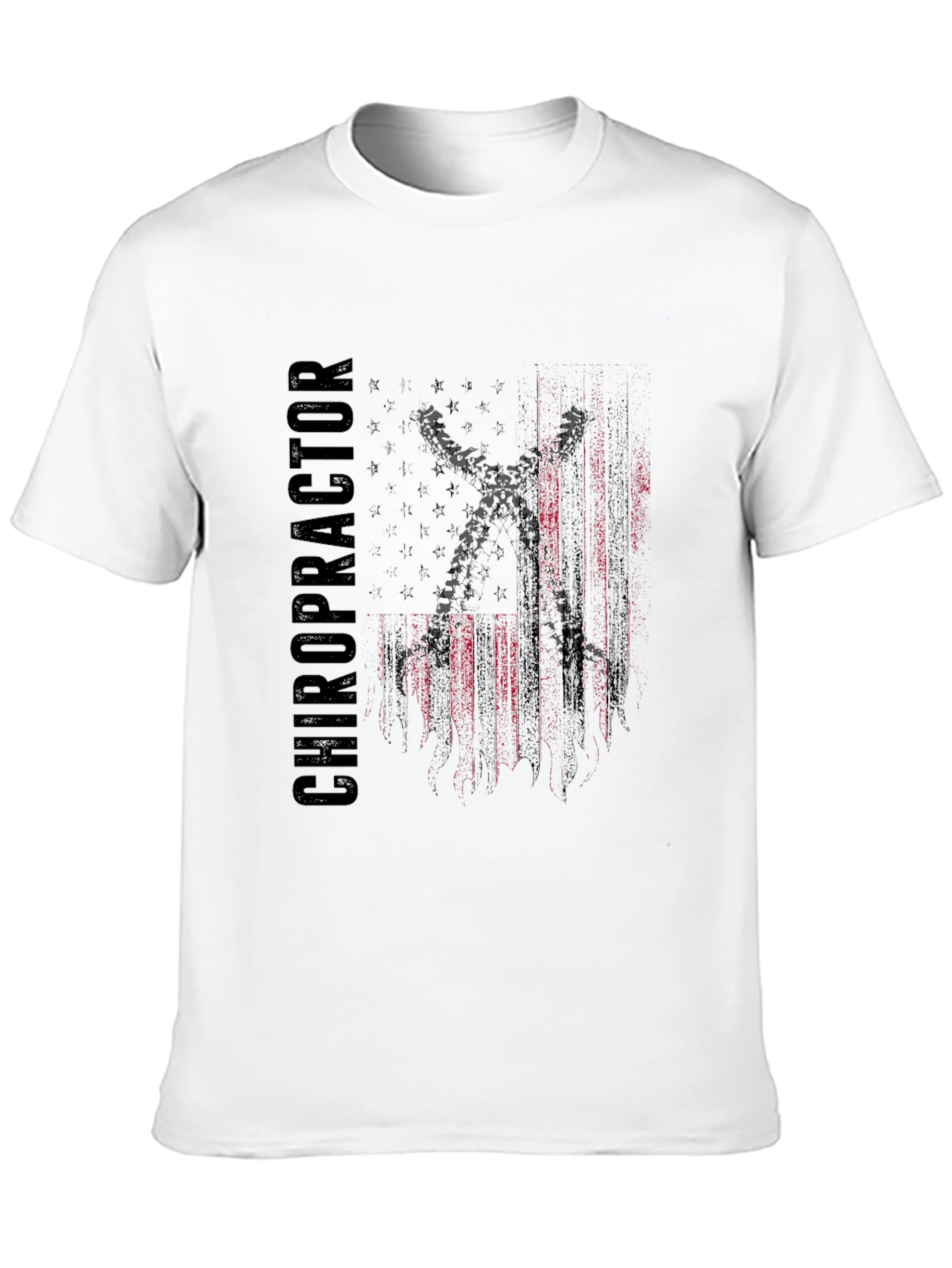 Black Chiropractor USA Flag Graphic T-Shirt view 10