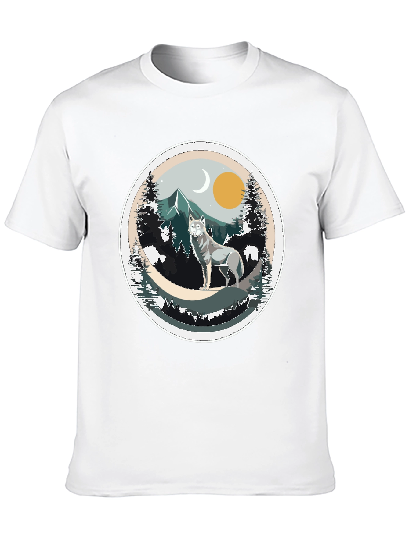 Black Wolf Mountain Graphic Tee - Nature Inspired T-Shirt view 10