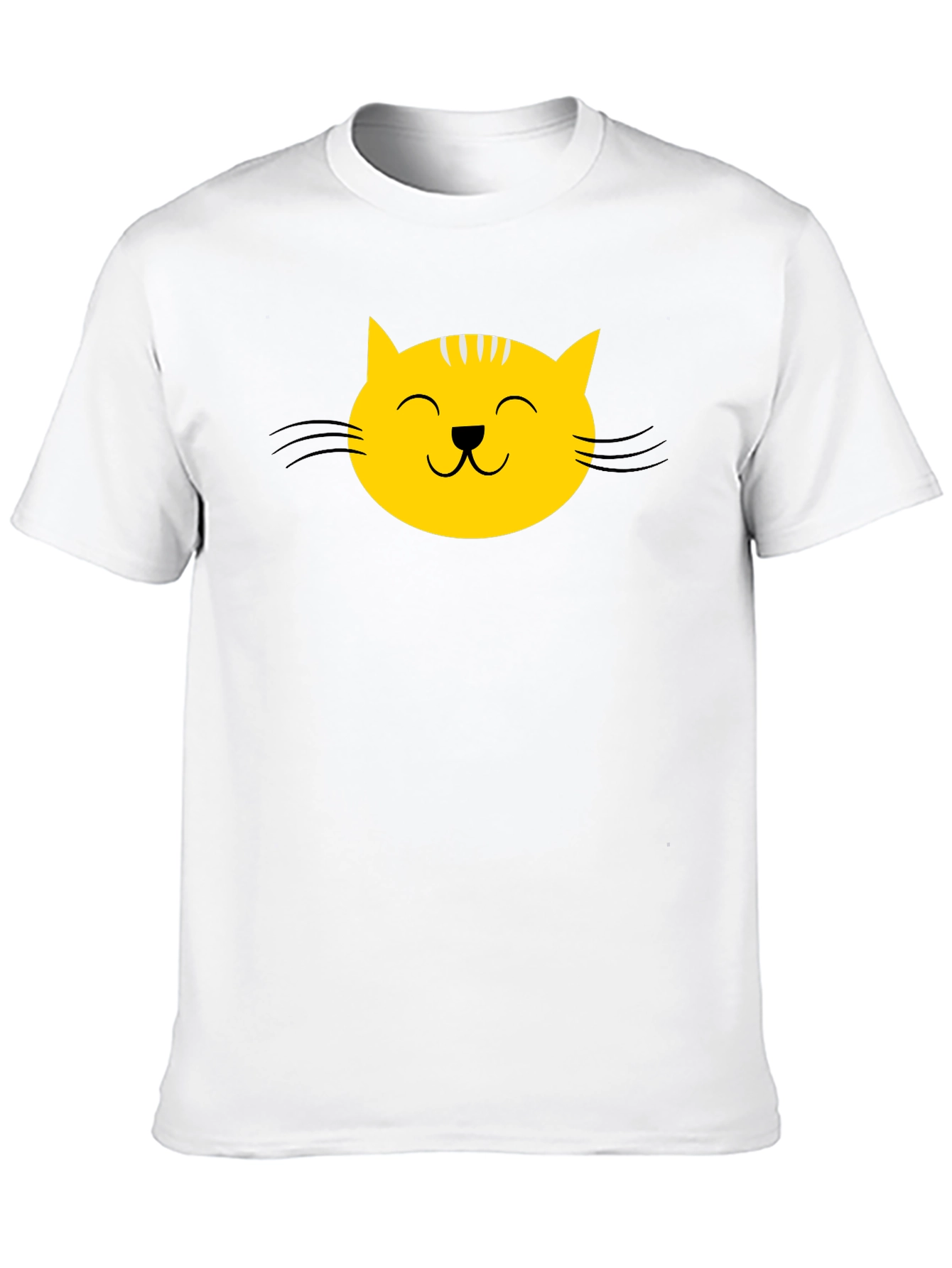 Black Black T-Shirt with Yellow Cat Face Graphic view 10