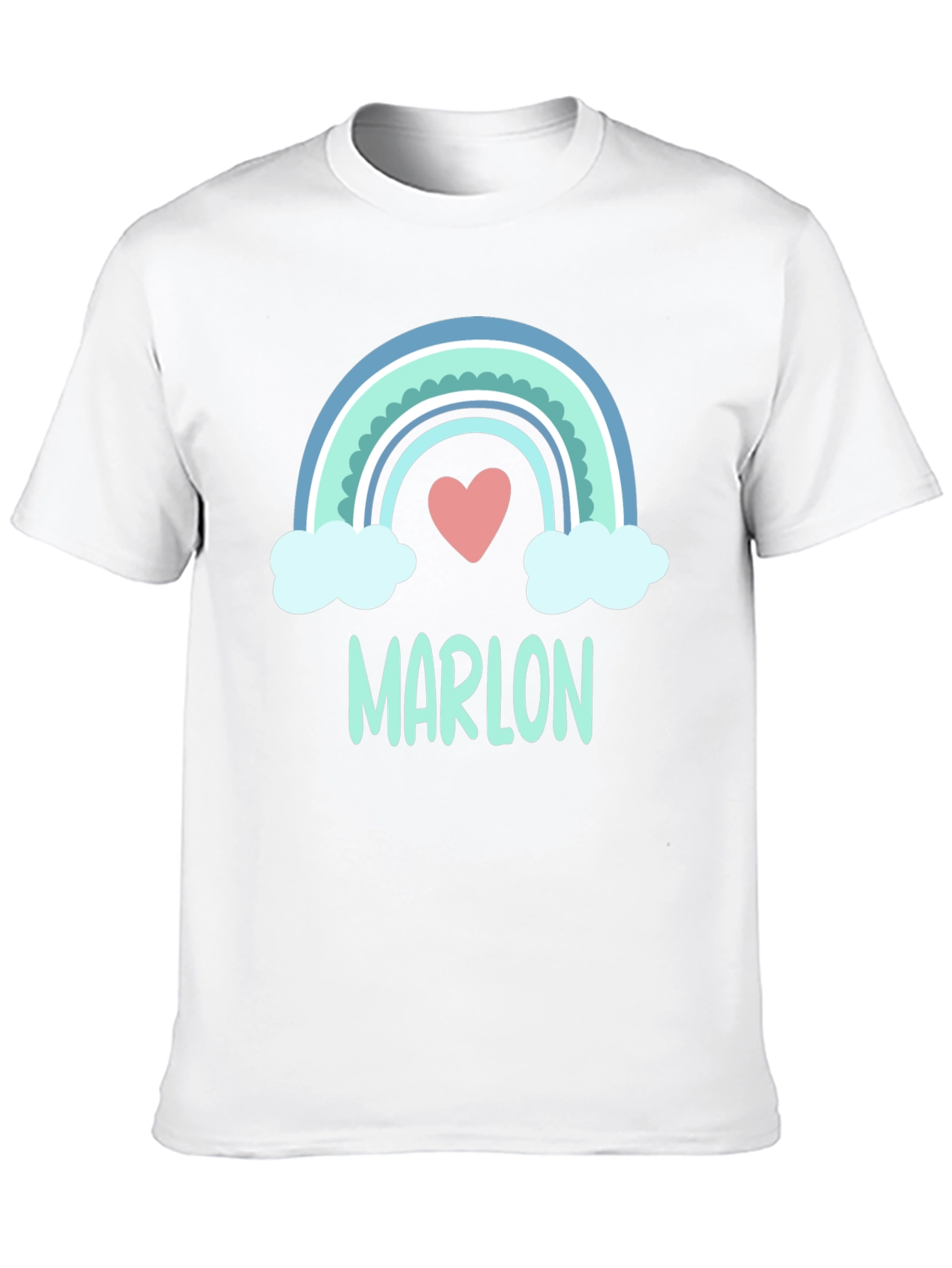 Black Personalized 'Marlon' Rainbow Heart T-Shirt view 10