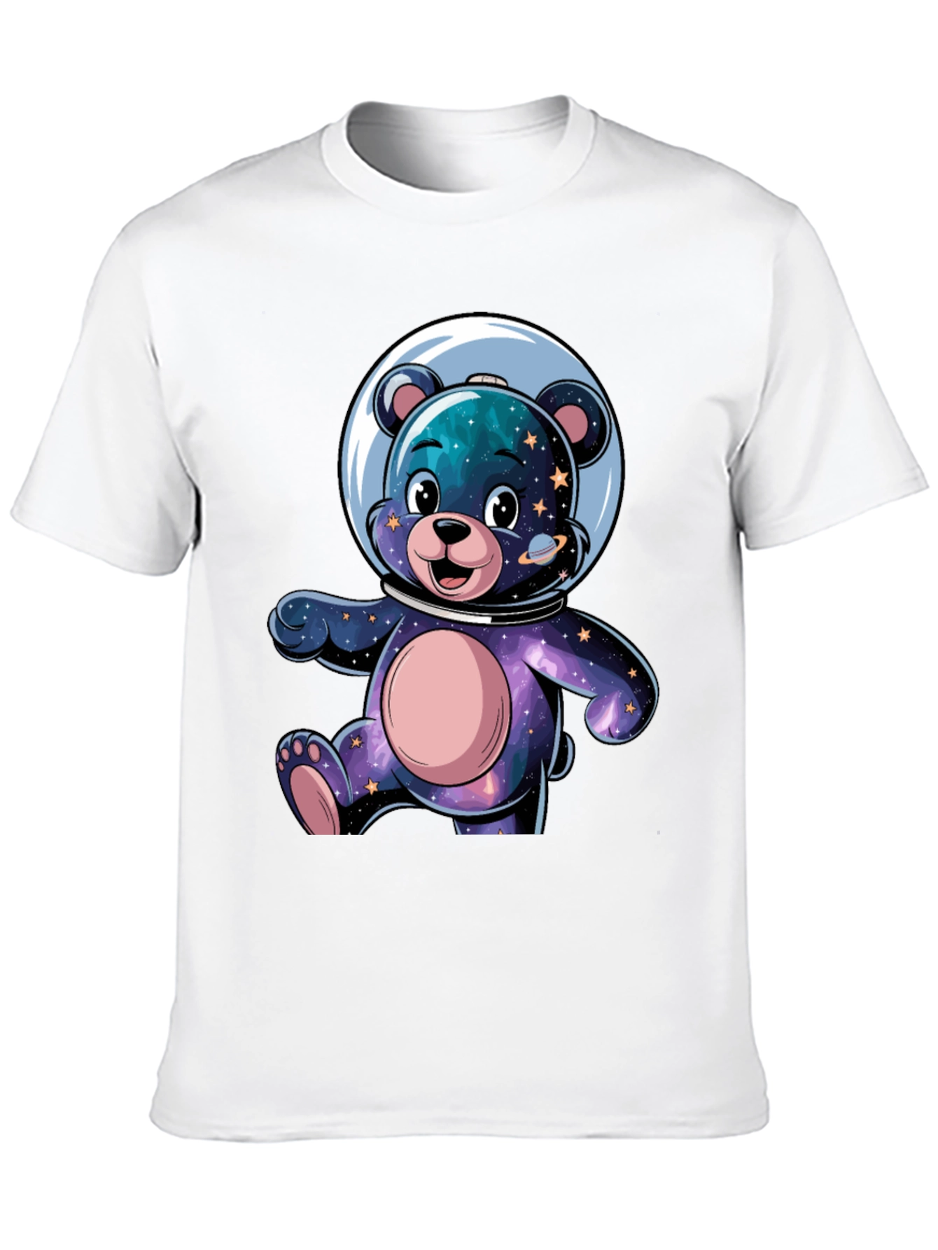 Black Astronaut Bear Graphic Tee - Galaxy Design view 10