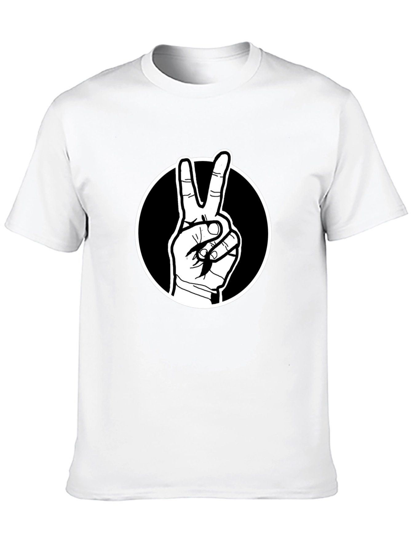 Black Peace Sign Graphic Tee - Black Cotton T-Shirt view 10