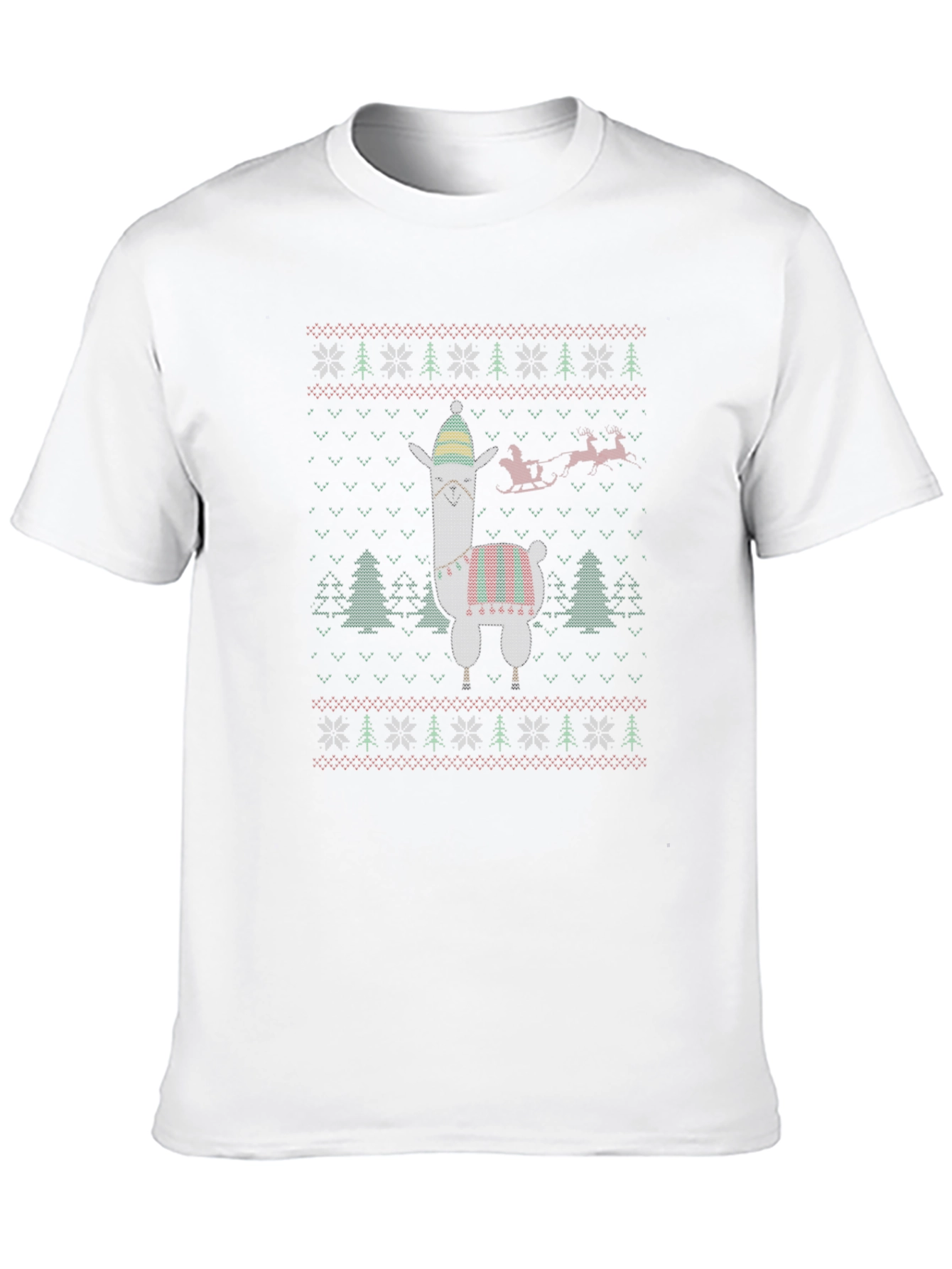 Black Llama Ugly Christmas Sweater Style T-Shirt view 10