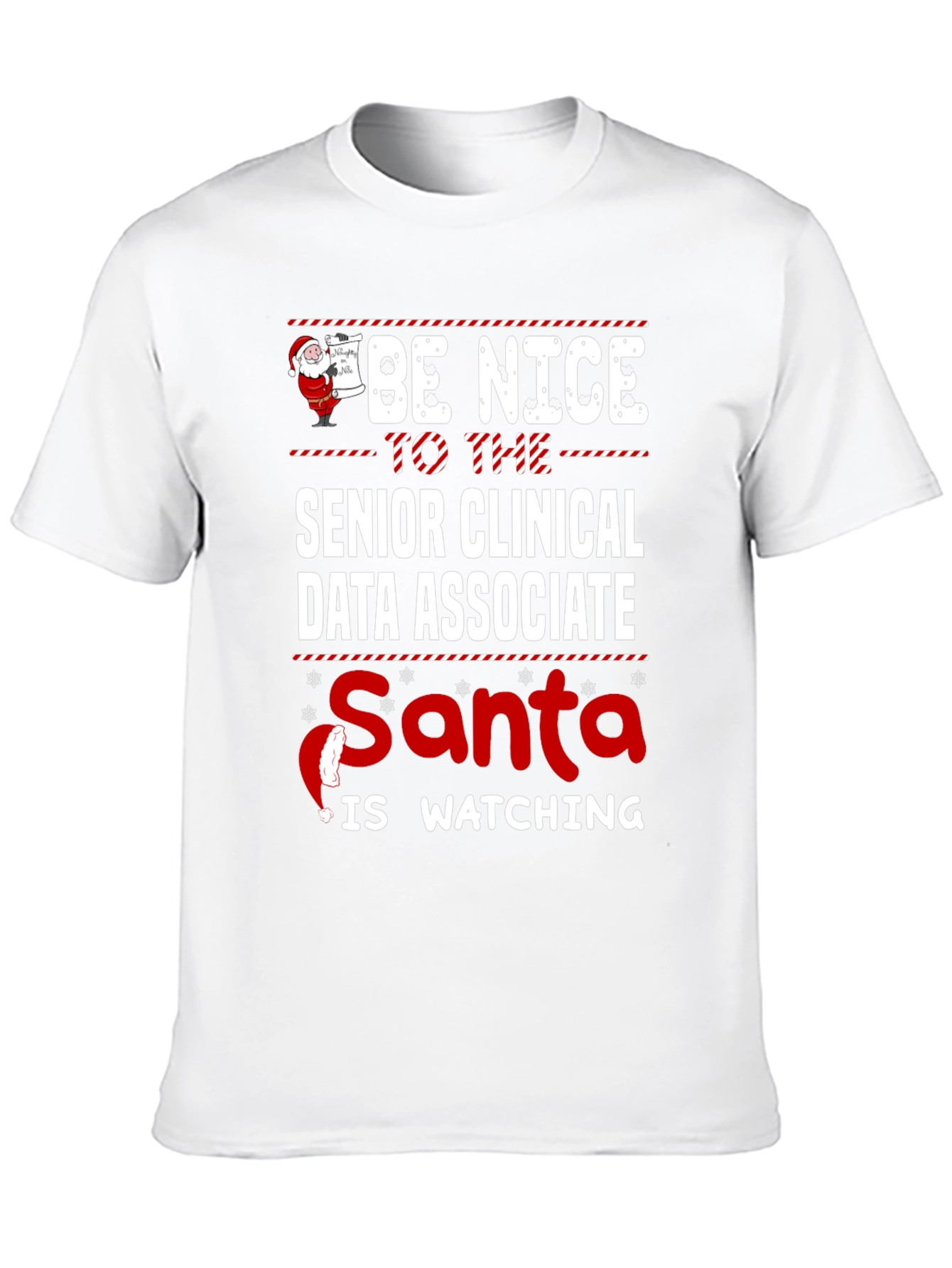 Black Senior Clinical Data Associate Santa Christmas T-Shirt view 10
