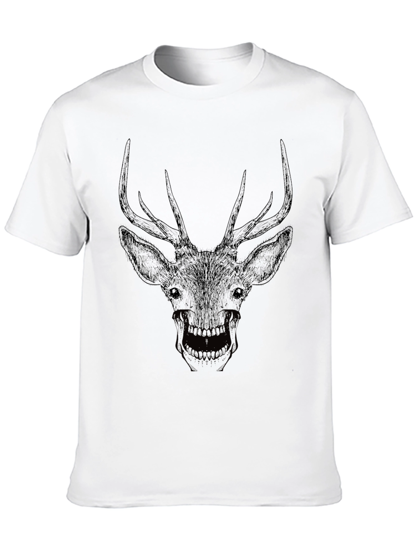 Black Men's Black Deer Skull Graphic Tee view 10