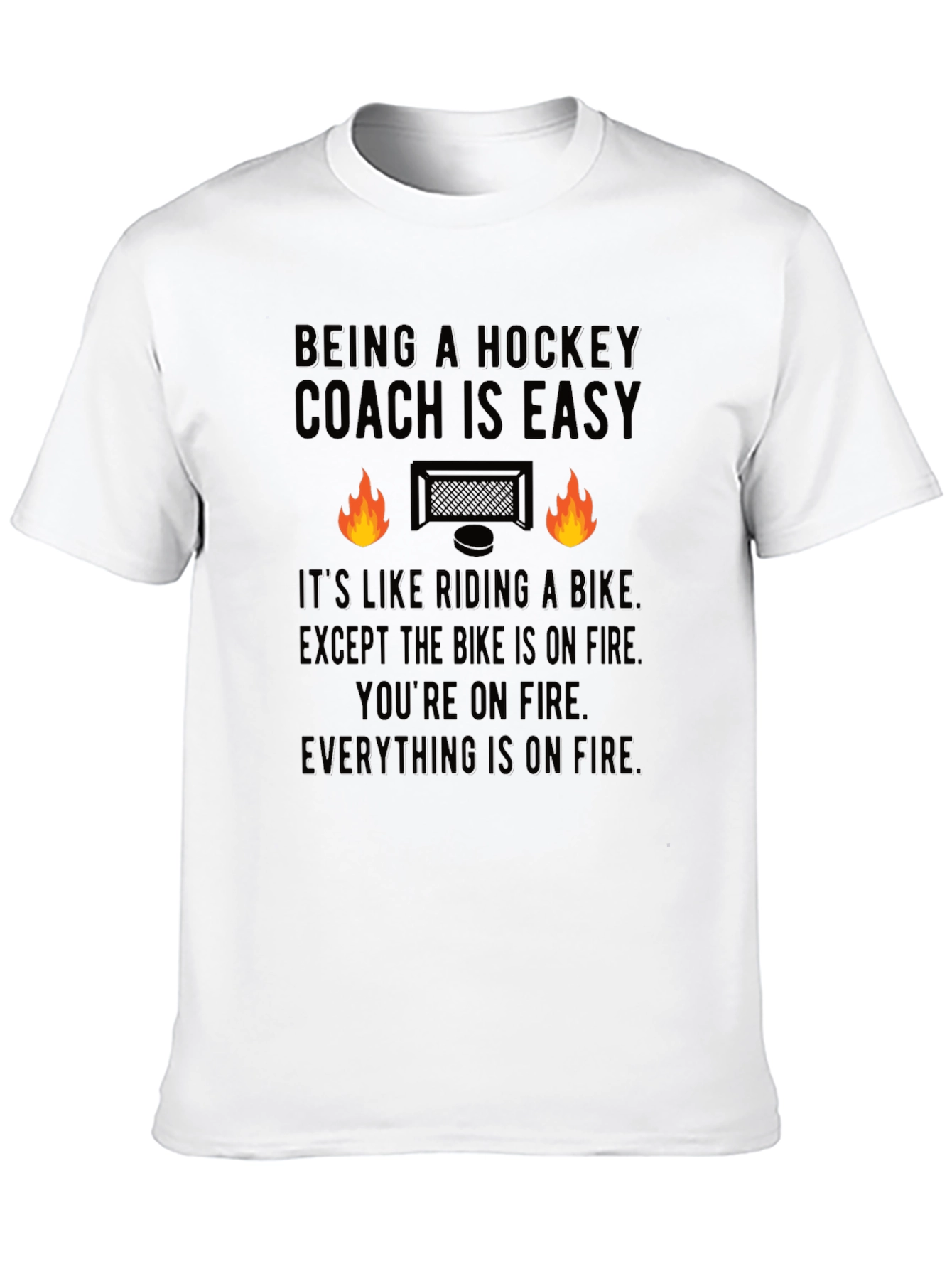 Black Hockey Coach T-Shirt - Funny On Fire Design view 10